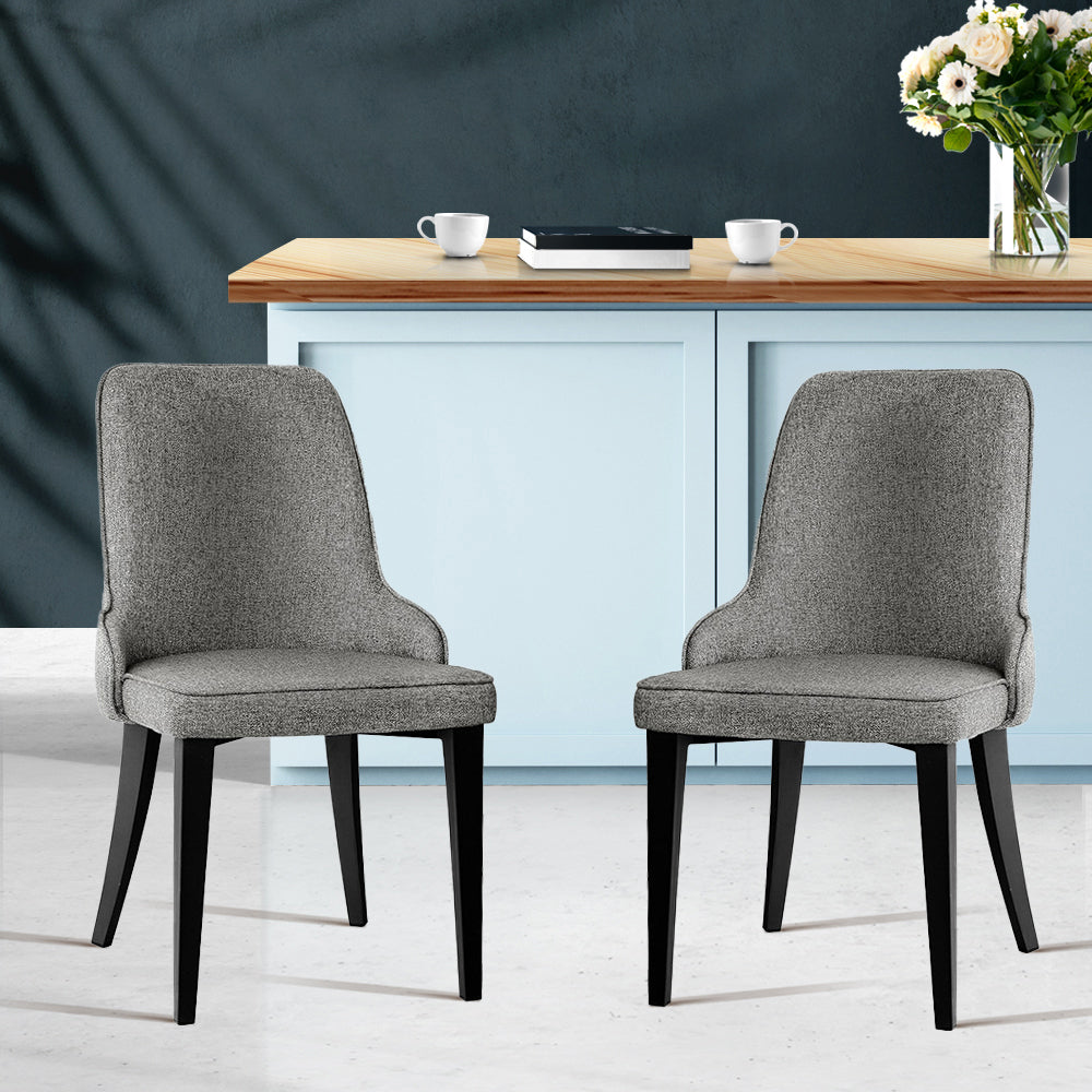 Artiss Dining Chairs Set of 2 Linen Fabric Grey-Furniture > Dining-PEROZ Accessories