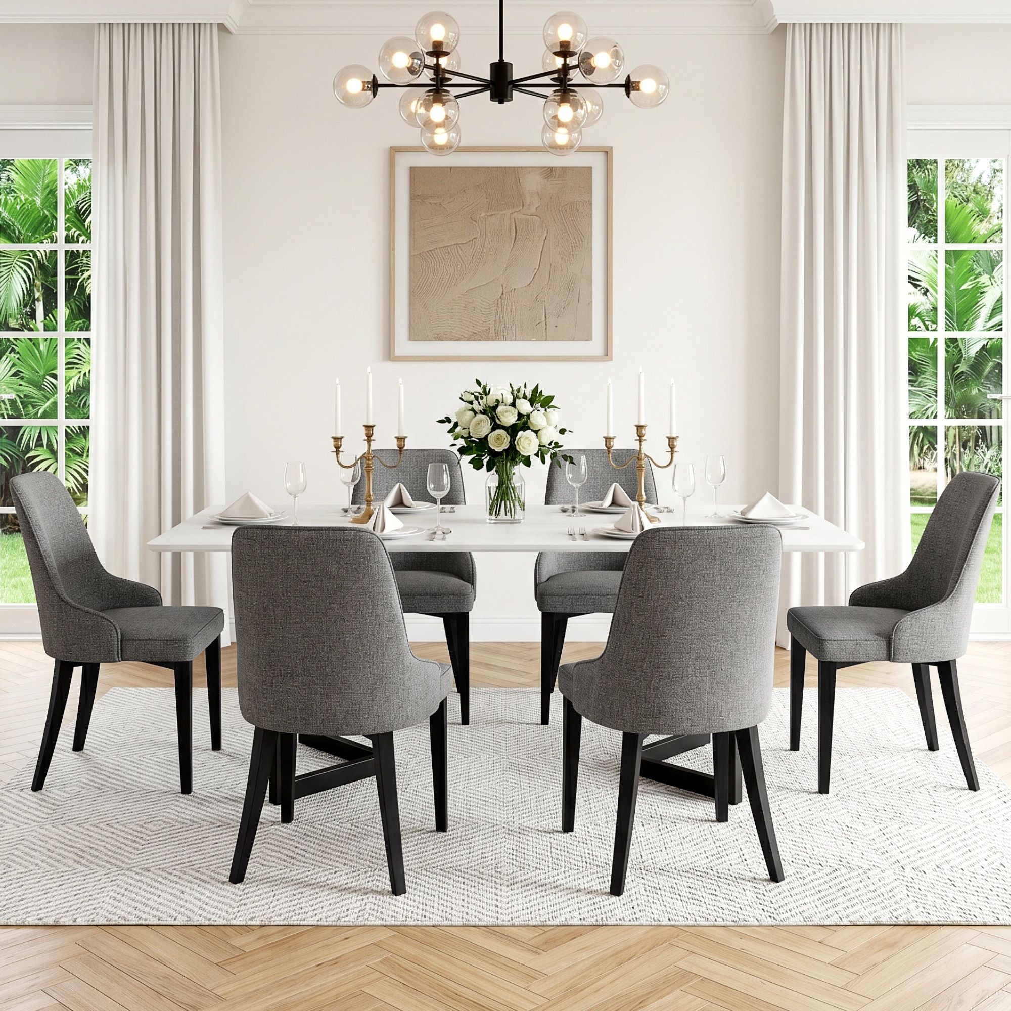 Artiss Dining Chairs Set of 6 Linen Fabric Grey