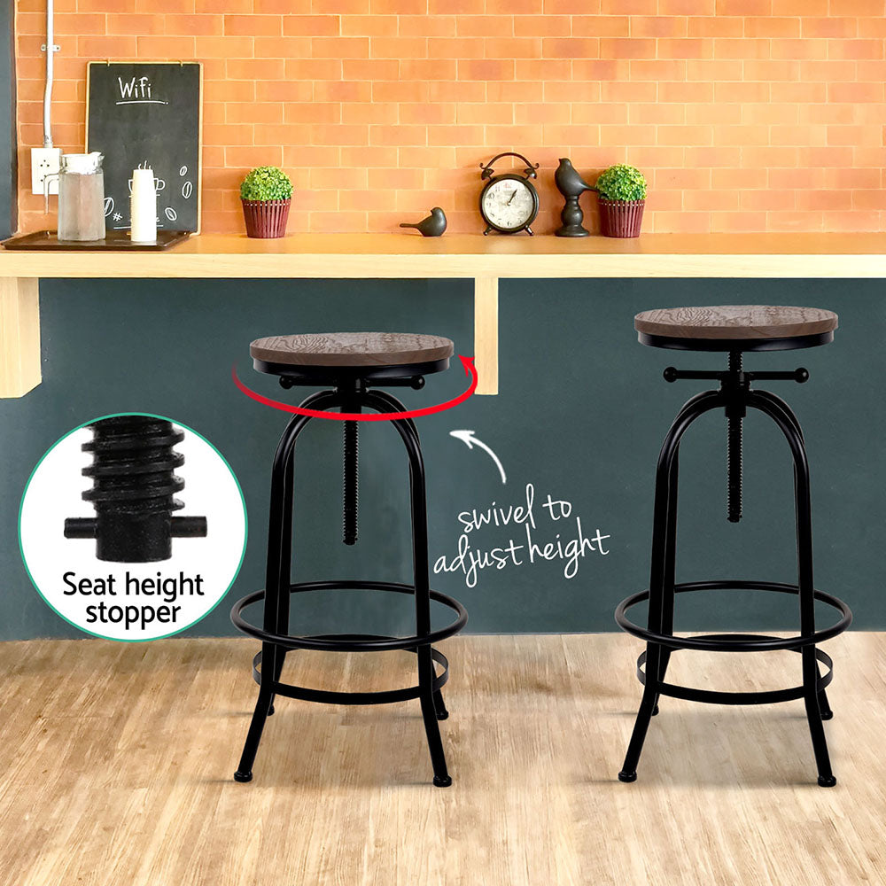 Artiss Bar Stools Adjustable Wood Chairs-Bar Stools-PEROZ Accessories