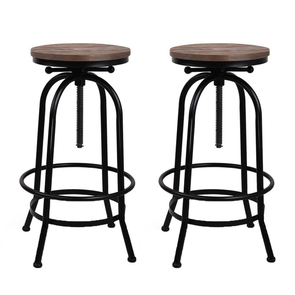 Artiss 2x Bar Stools Adjustable Wood Chairs-Furniture > Bar Stools & Chairs-PEROZ Accessories