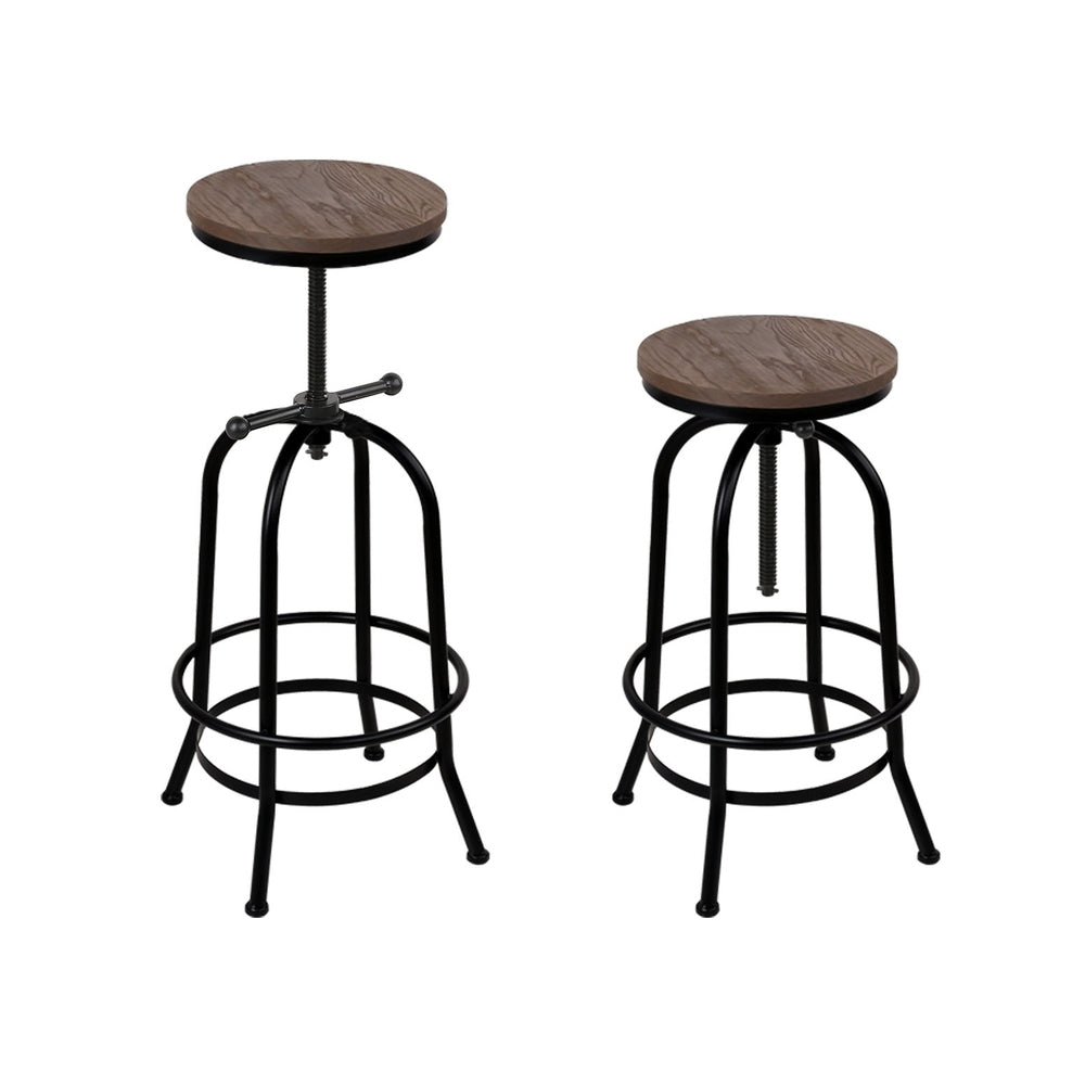 Artiss 4x Bar Stools Kitchen Dining Chairs Adjustable Wooden Vintage Stool-Furniture > Bar Stools & Chairs > Table & Bar Stools-PEROZ Accessories