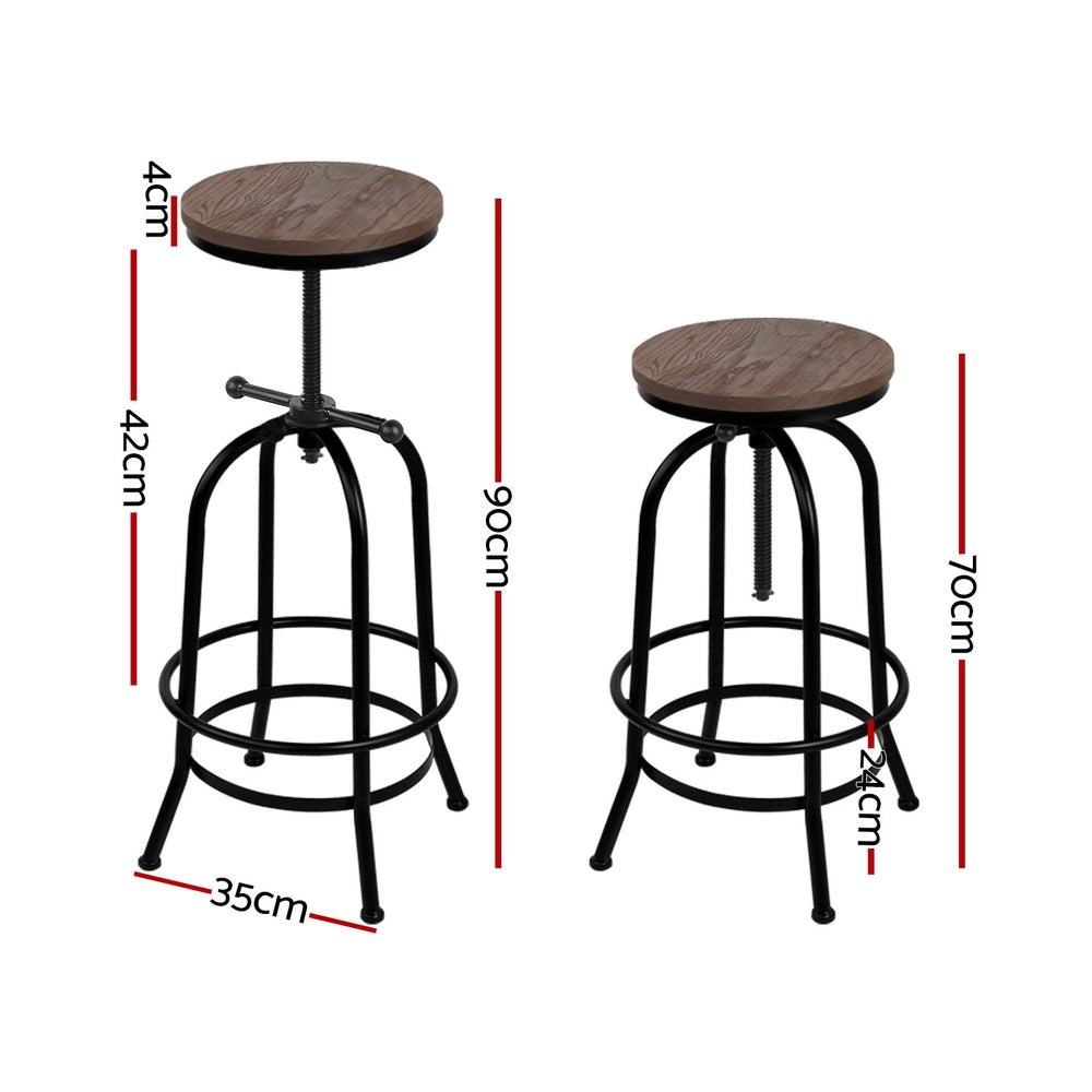 Artiss 4x Bar Stools Kitchen Dining Chairs Adjustable Wooden Vintage Stool-Furniture > Bar Stools & Chairs > Table & Bar Stools-PEROZ Accessories