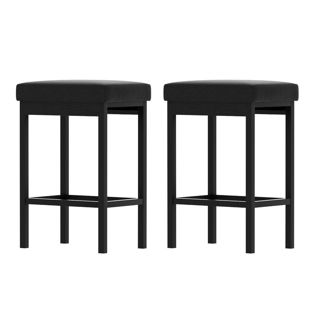 2x Artiss Metal Bar Stools PU Seat Dining Counter Chairs-Furniture > Bar Stools & Chairs > Table & Bar Stools-PEROZ Accessories