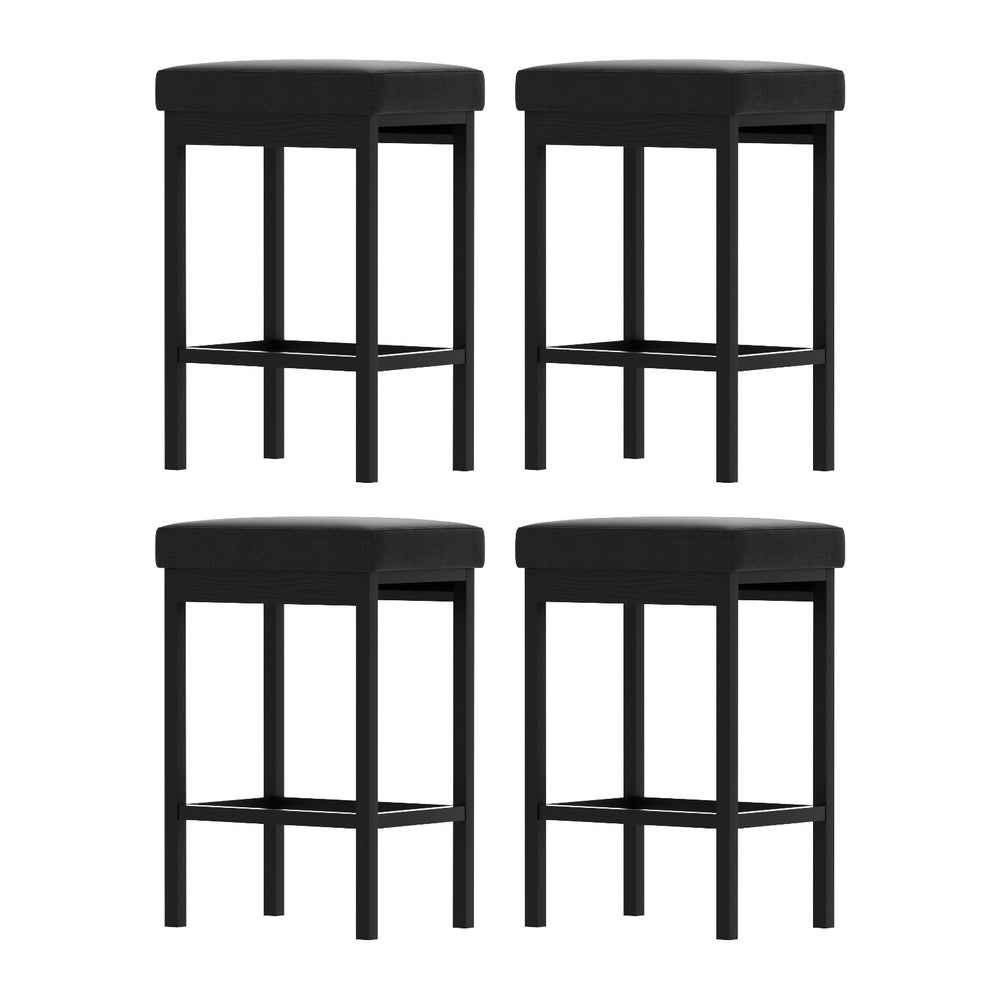 A Set of 4 Artiss Metal Bar Stools PU Seat Dining Counter Chairs-Furniture > Bar Stools & Chairs > Table & Bar Stools-PEROZ Accessories