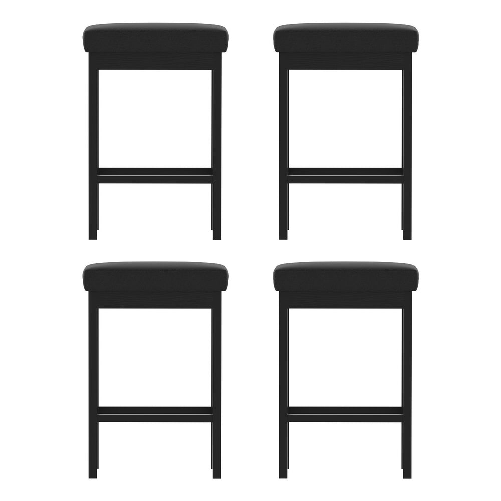 A Set of 4 Artiss Metal Bar Stools PU Seat Dining Counter Chairs-Furniture > Bar Stools & Chairs > Table & Bar Stools-PEROZ Accessories