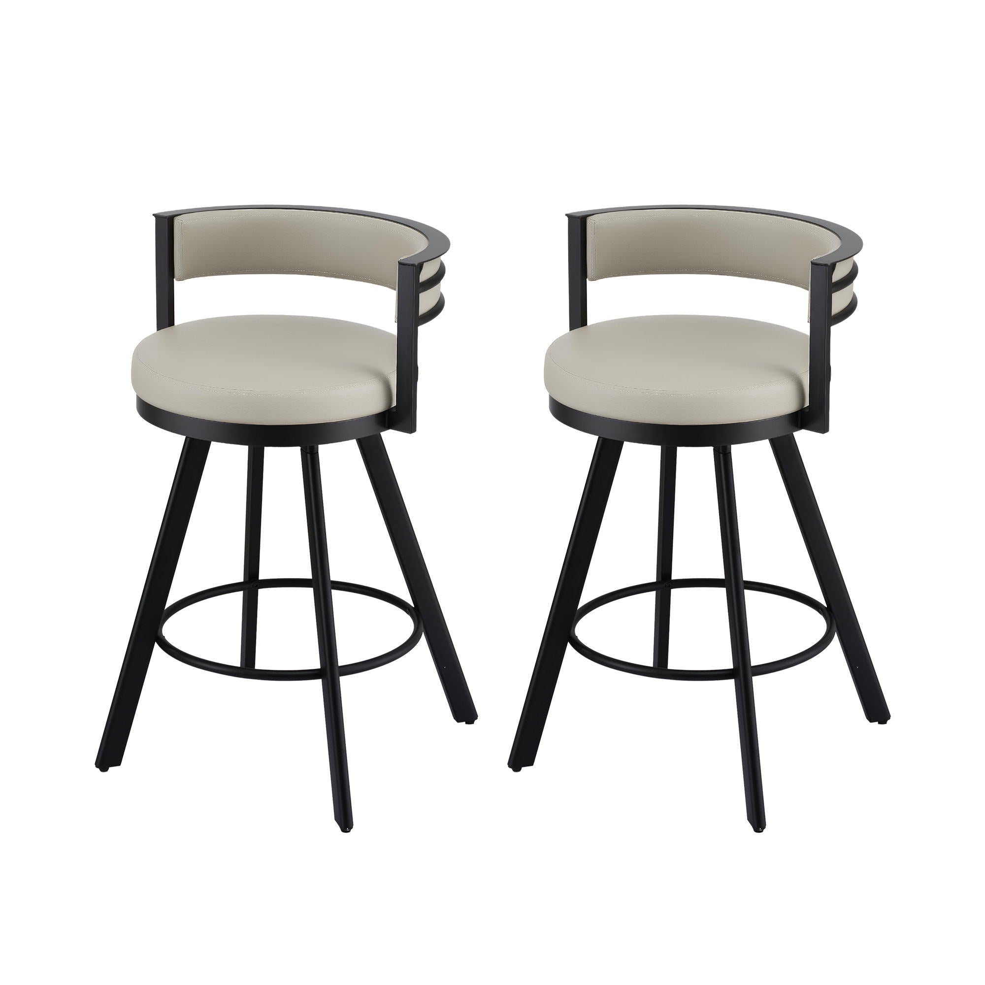 Artiss Bar Stools Set of 2 Swivel Kitchen Chair Metal Counter Beige Leather-Furniture > Bar Stools & Chairs > Table & Bar Stools-PEROZ Accessories