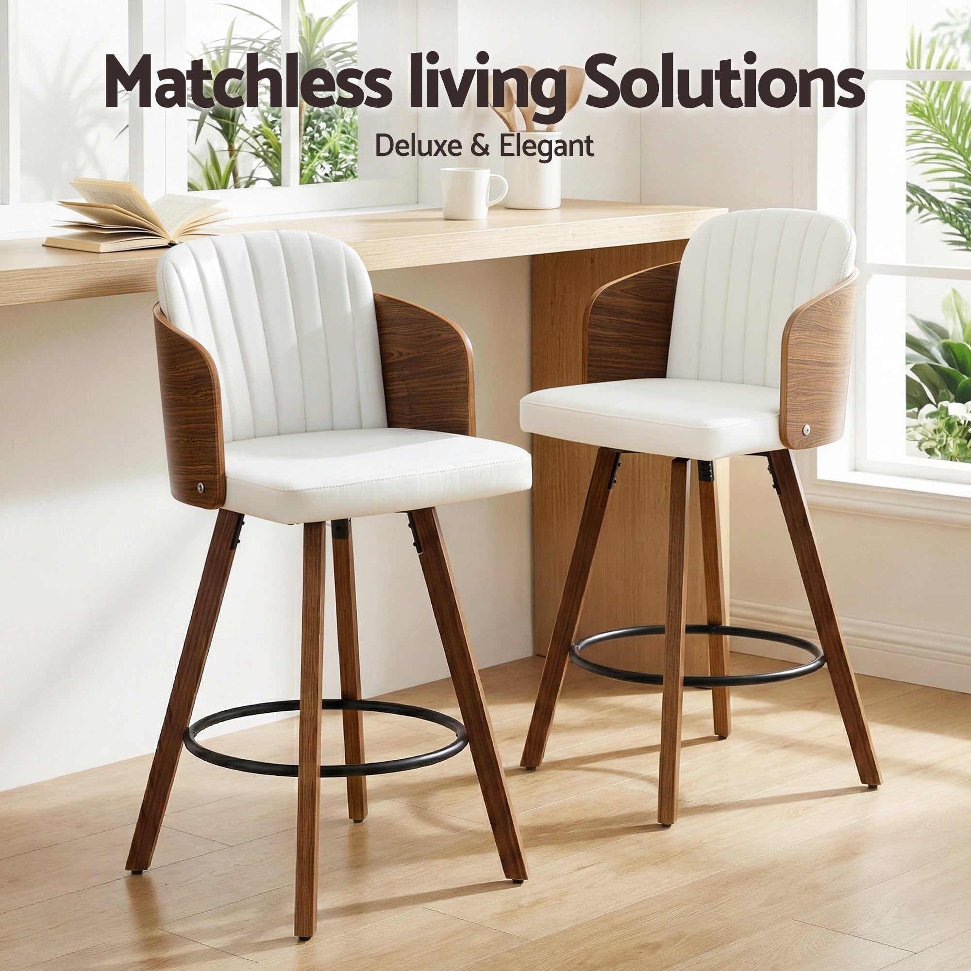 Artiss Wooden Bar Stools Swivel Kitchen Counter Stool Chair 58cm Seat Height-Furniture > Bar Stools & Chairs > Table & Bar Stools-PEROZ Accessories