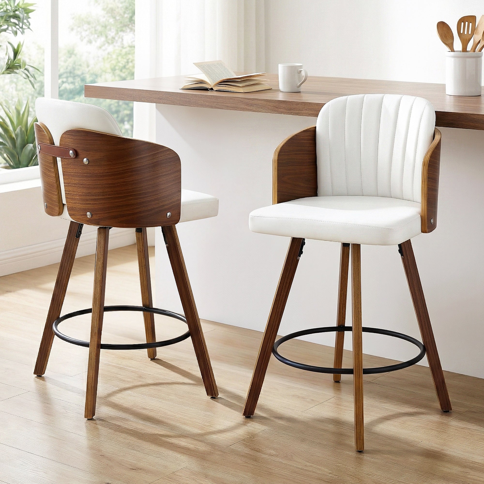 Artiss Wooden Bar Stools Swivel Kitchen Counter Stool Chair 58cm Seat Height-Furniture > Bar Stools & Chairs > Table & Bar Stools-PEROZ Accessories