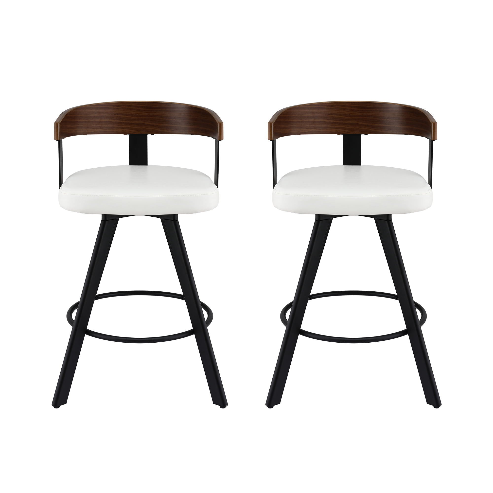 2x Artiss Bar Stools Swivel Kitchen Chairs Metal Legs Bentwood Counter White PU-Furniture > Bar Stools & Chairs > Table & Bar Stools-PEROZ Accessories