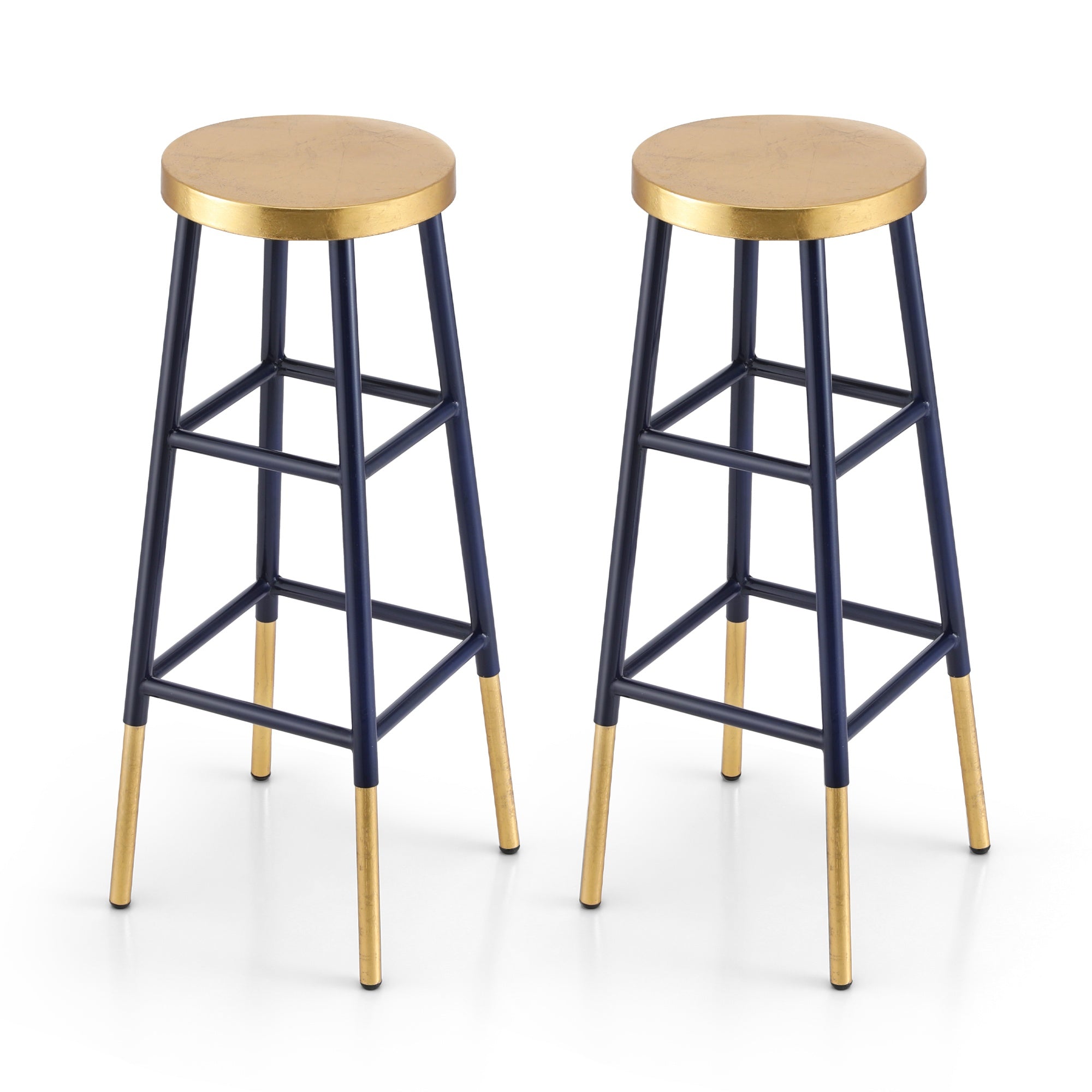 Artiss 2x Bar Stools Metal Gold Navy-Furniture > Bar Stools & Chairs > Table & Bar Stools-PEROZ Accessories