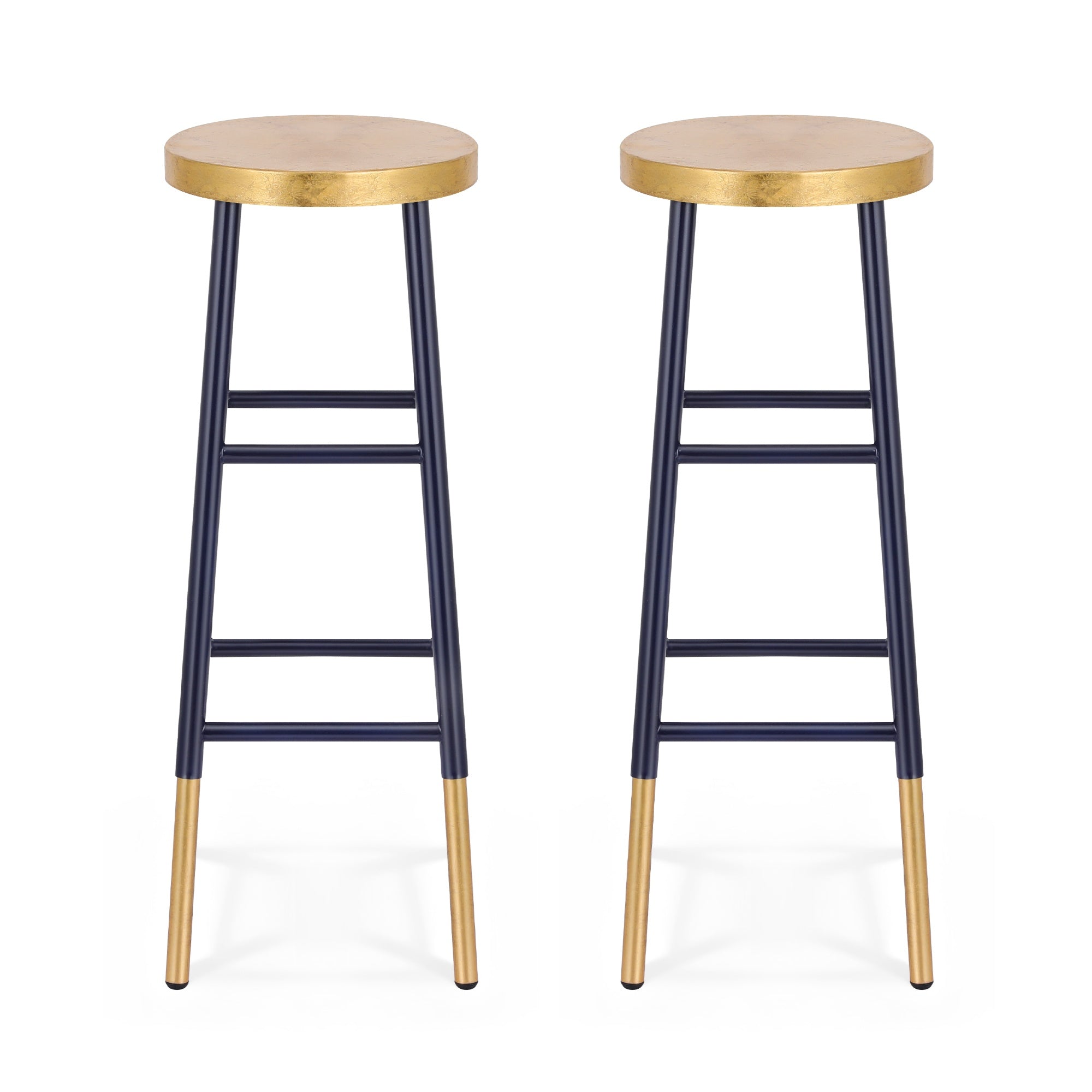 Artiss 2x Bar Stools Metal Gold Navy-Furniture > Bar Stools & Chairs > Table & Bar Stools-PEROZ Accessories