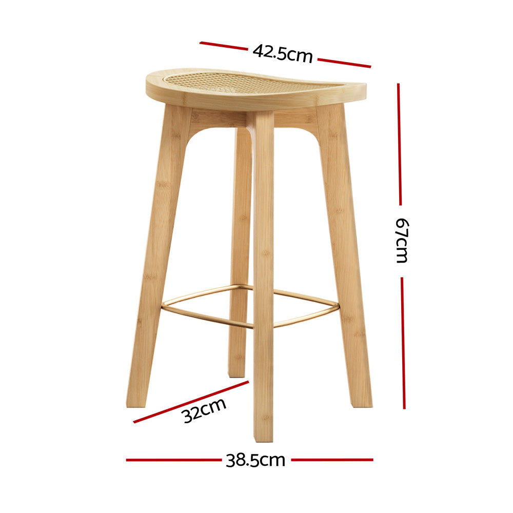 Artiss 2x Bar Stools Bamboo Rattan Stool Counter Chair Kitchen Barstools-Furniture > Bar Stools & Chairs-PEROZ Accessories
