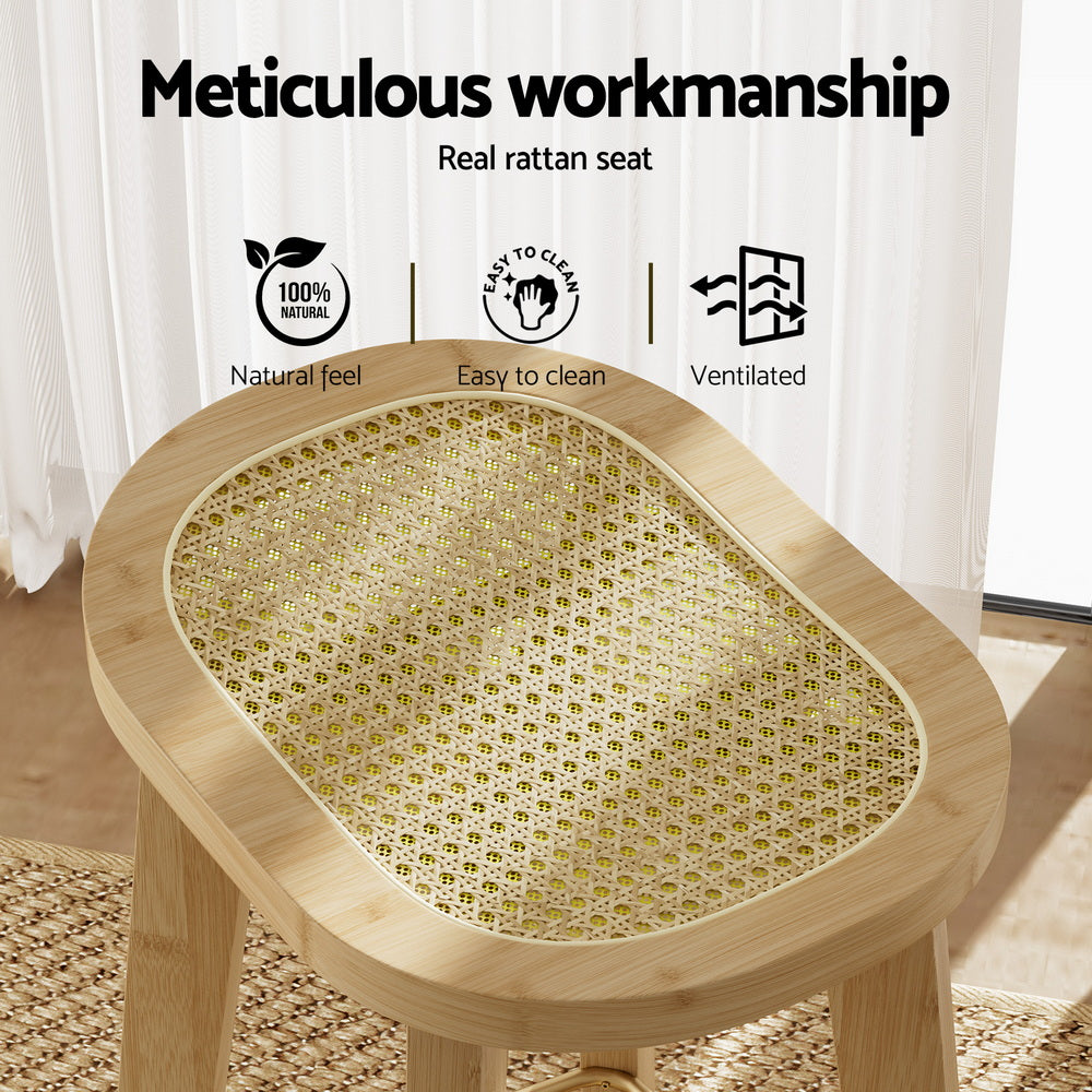 Artiss 2x Bar Stools Bamboo Rattan Stool Counter Chair Kitchen Barstools-Furniture > Bar Stools & Chairs-PEROZ Accessories