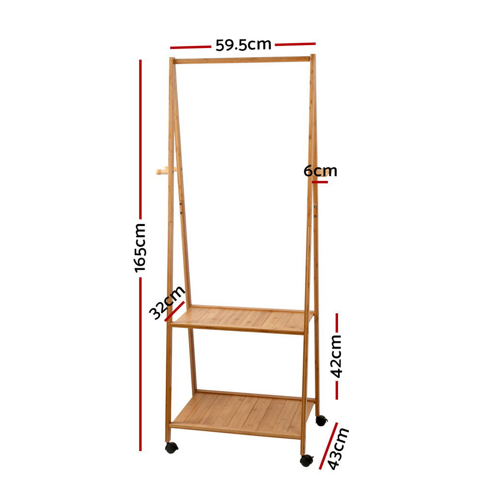 Artiss Clothes Rack Coat Stand 165x59cm Hanger Wheels-Coat Racks-PEROZ Accessories
