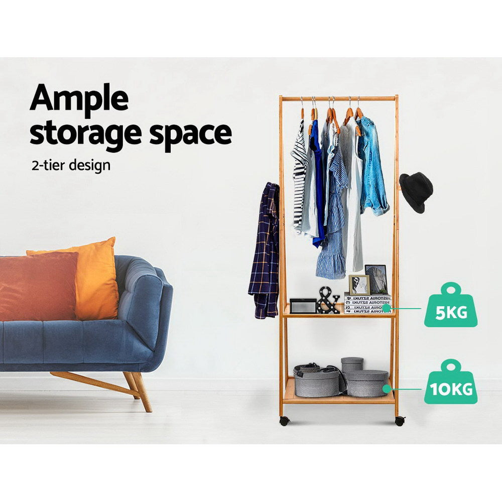 Artiss Clothes Rack Coat Stand 165x59cm Hanger Wheels-Coat Racks-PEROZ Accessories