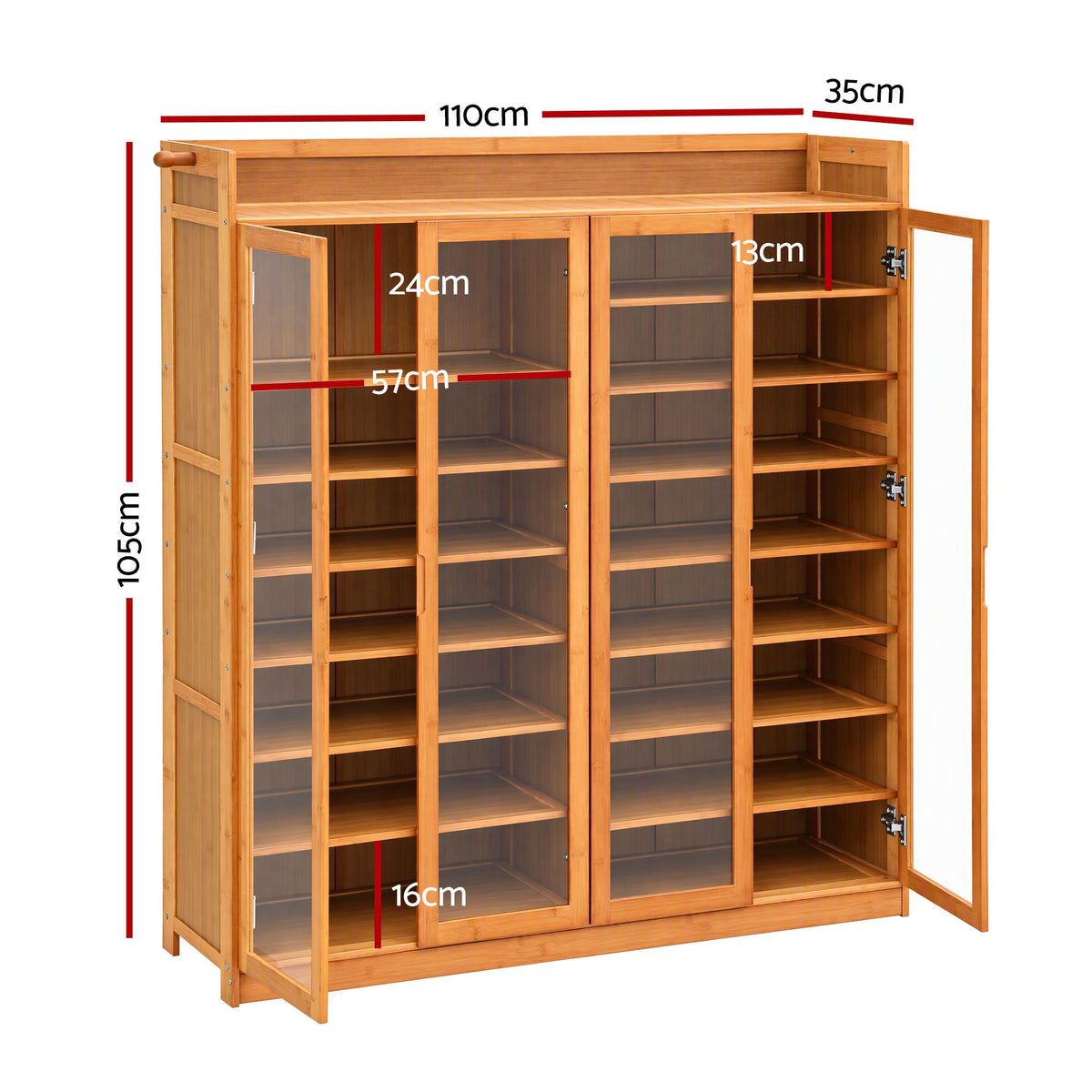 Artiss Shoe Cabinet 25 Pairs Shoe Storage Cupboard Umbrella Hook Raised Top Edge Wood-Furniture > Living Room > Shoe Storage-PEROZ Accessories