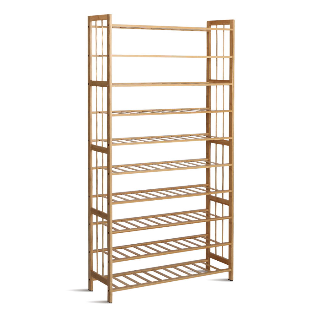 Artiss Shoe Rack Cabinet Bamboo 10-tier 50 Pairs-Shoe Storage Cabinets-PEROZ Accessories