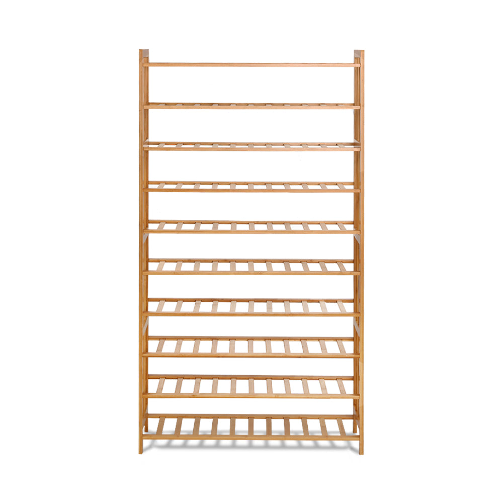 Artiss Shoe Rack Cabinet Bamboo 10-tier 50 Pairs-Shoe Storage Cabinets-PEROZ Accessories