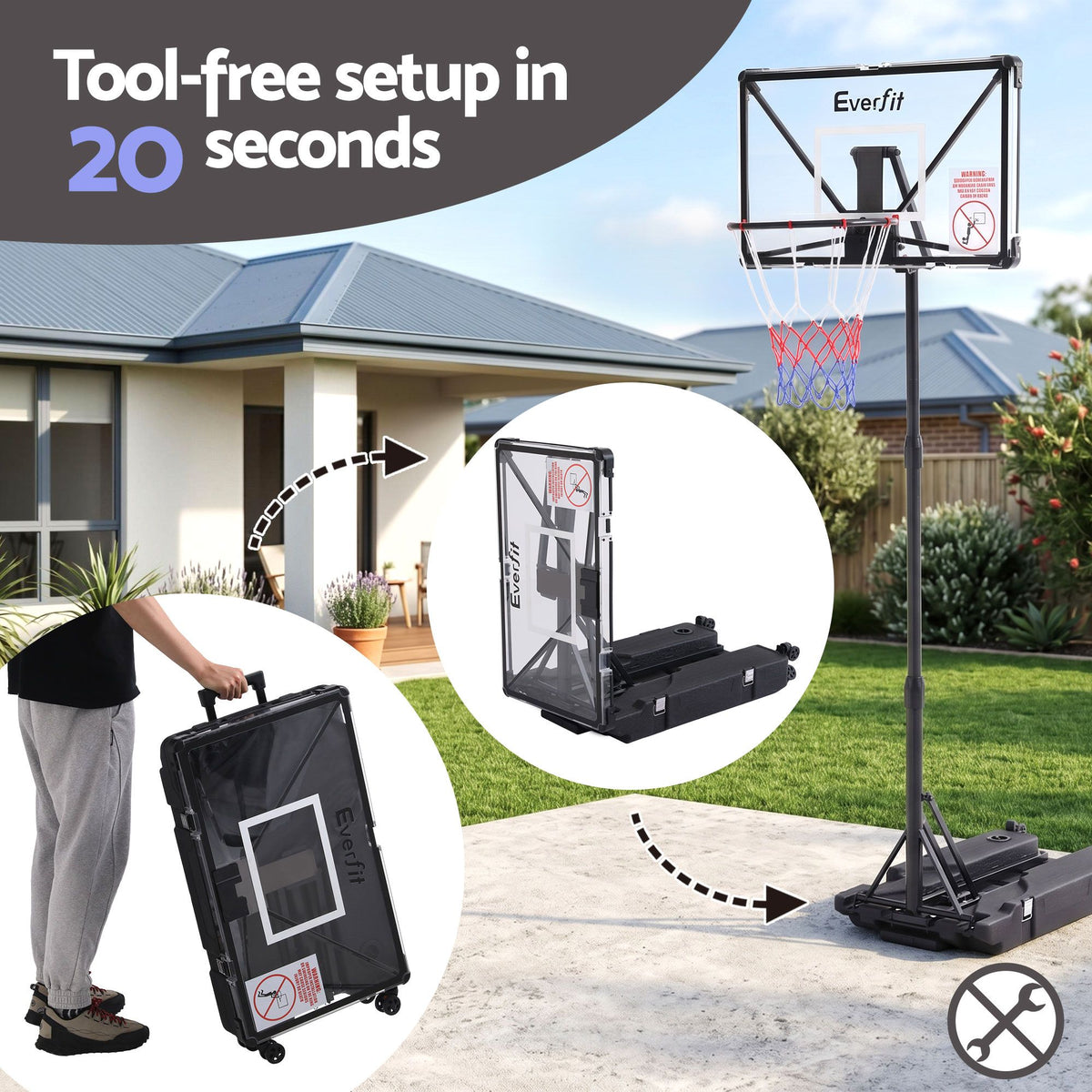 Everfit Foldable Portable Basketball Hoop System Adjustable Full Stand 2.07m-Sports & Fitness > Ball Sports > Basketball & Basketball Accessories-PEROZ Accessories