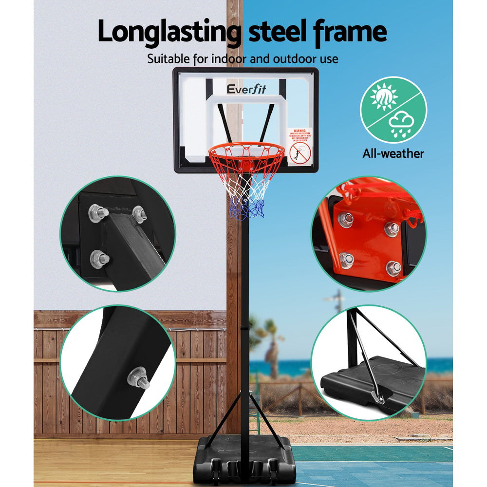 Everfit 2.6M Basketball Hoop Stand System Adjustable Portable Pro Kids Clear-Sports & Fitness > Basketball & Accessories-PEROZ Accessories