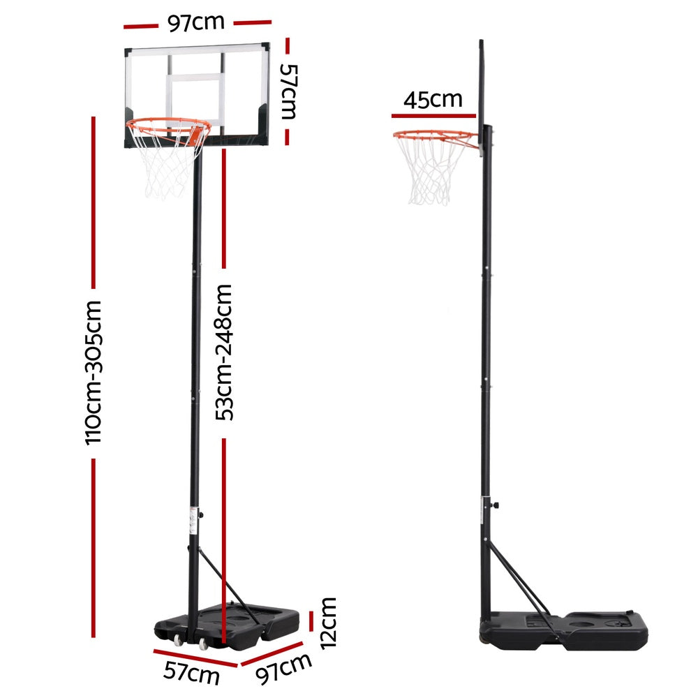 Everfit 3.05M Basketball Hoop Stand System Portable Height Adjustable w/ Knob-Sports & Fitness > Ball Sports > Basketball & Basketball Accessories-PEROZ Accessories