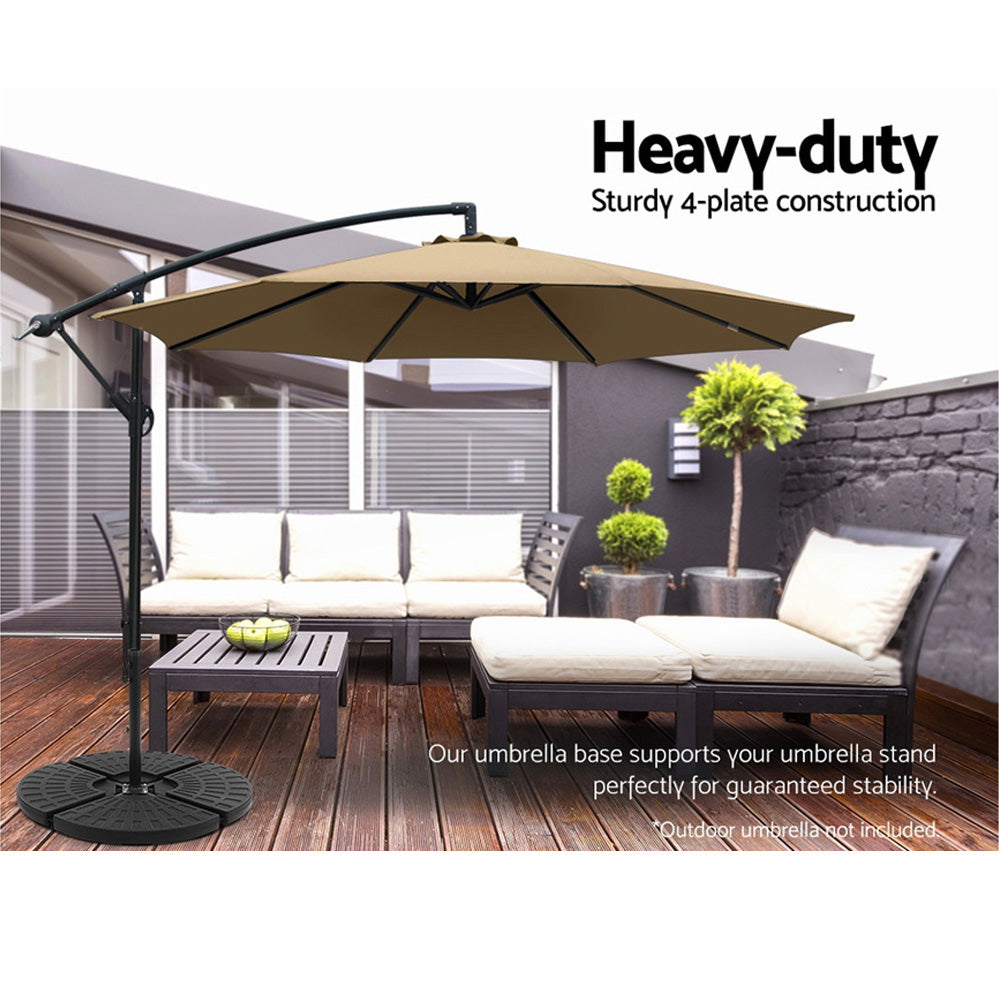 Instahut 48cm Outdoor Umbrella Base Stand 4 Plates Pod Cantilever-Home & Garden > Shading > Umbrellas & Sunshades-PEROZ Accessories