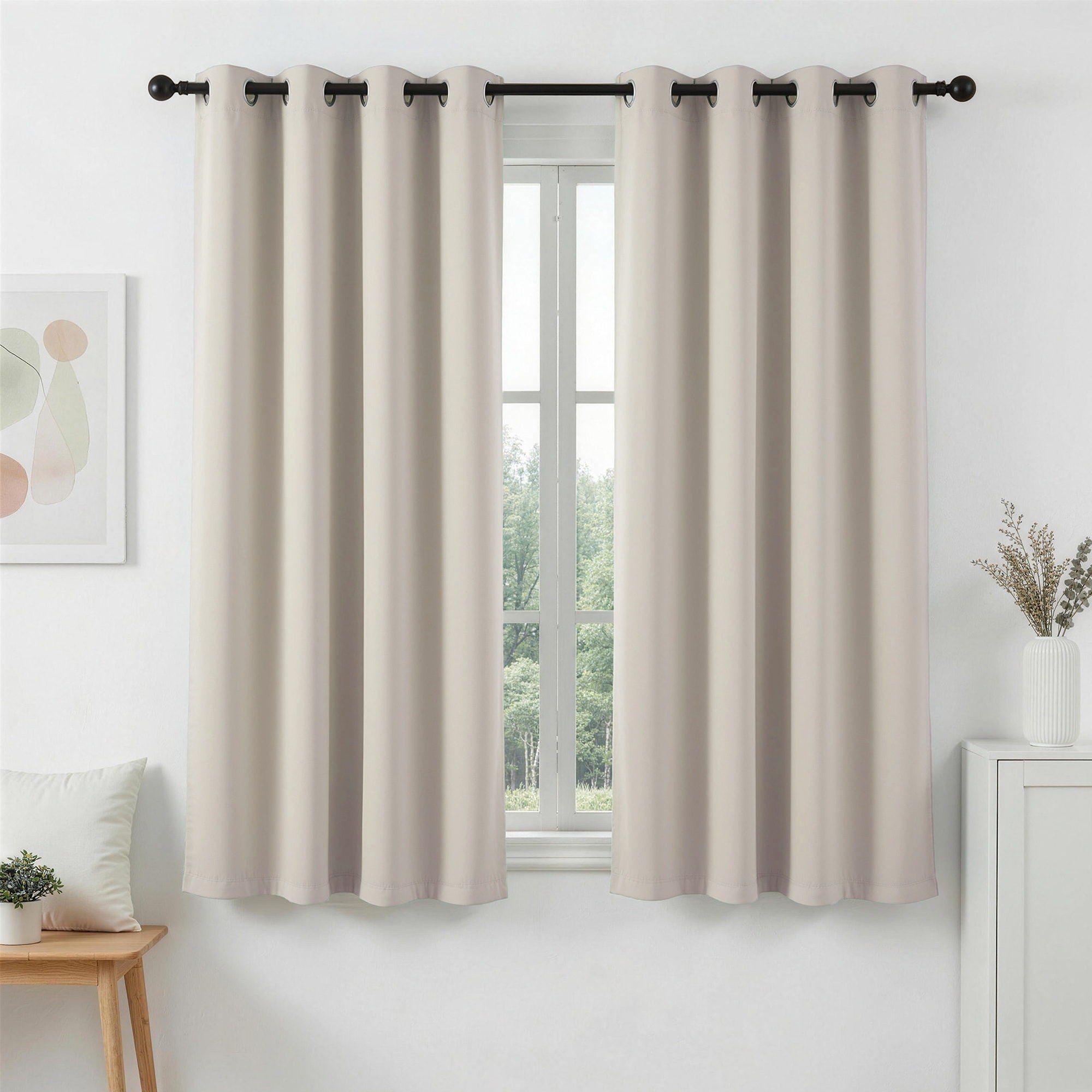Artiss Blockout Curtains 2X 132x160cm Thermal Insulated Eyelet Drapes Beige-Home & Garden > Curtains > Curtains & Drapes-PEROZ Accessories