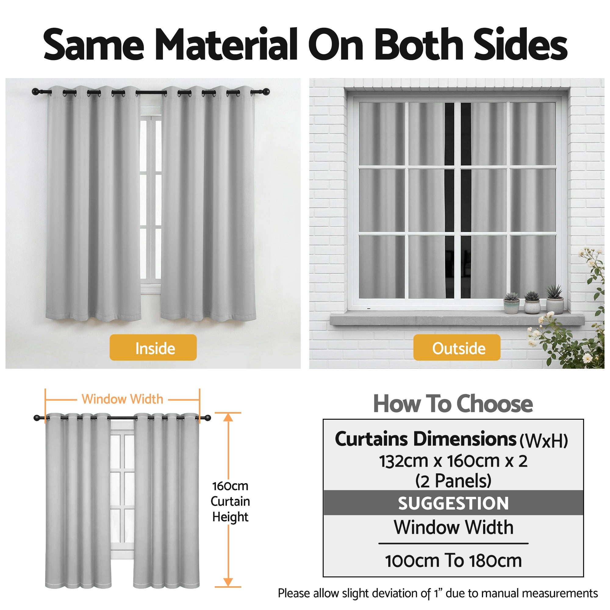 Artiss Blockout Curtains 2X 132x160cm Thermal Insulated Eyelet Drapes Grey-Home & Garden > Curtains > Curtains & Drapes-PEROZ Accessories
