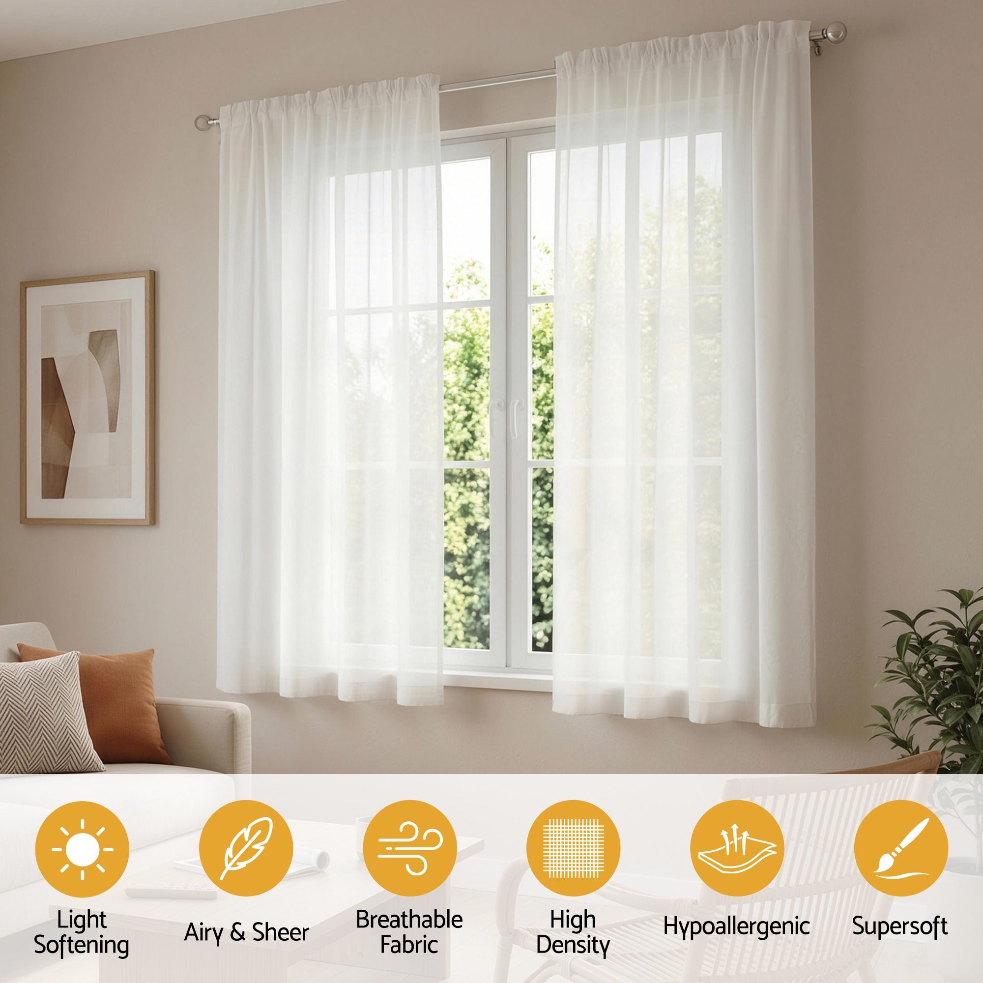 Artiss Blockout Curtains 2X 132x160cm Light Filtering Window Drapes Rod Pocket-Home & Garden > Curtains > Curtains & Drapes-PEROZ Accessories