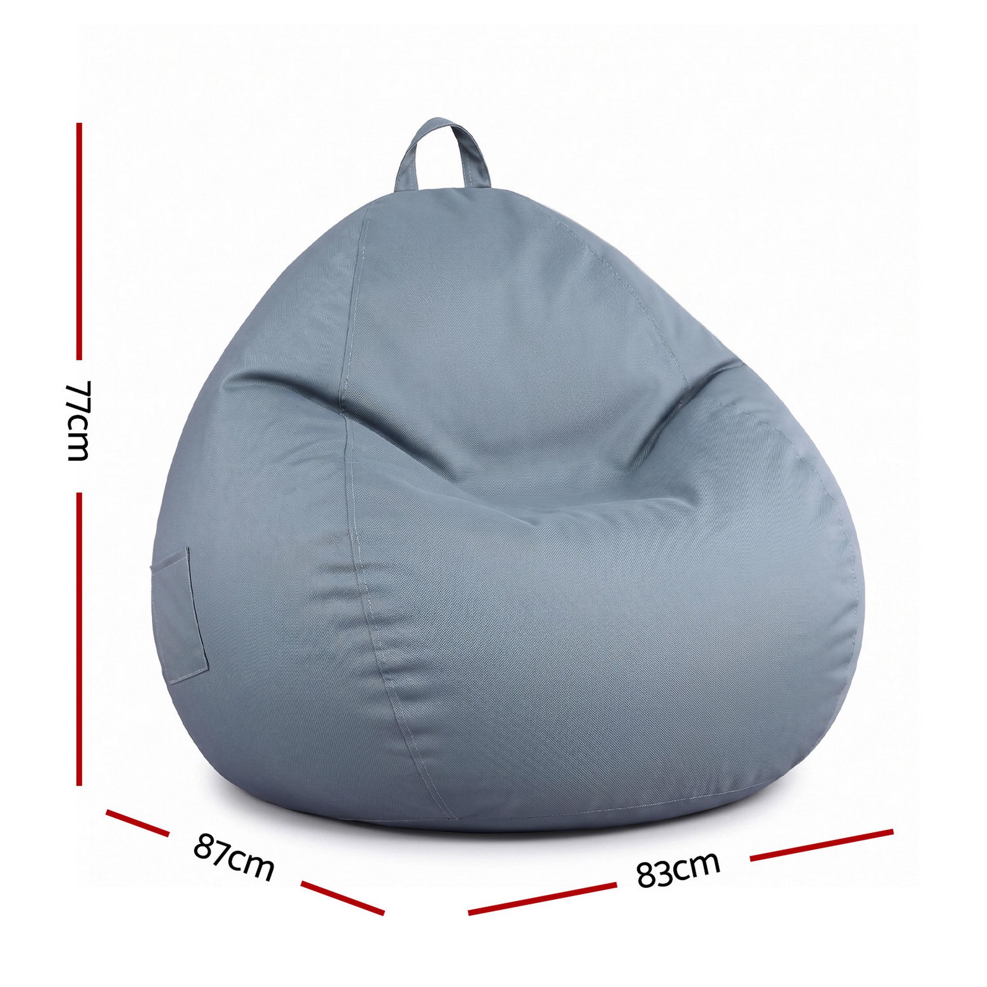 Artiss Outdoor Bean Bag Chair Cover (No Filler) Splash-Proof Beanbag Sofacover for Adults Teens Kids Stuffable Bean Bag Cover for Patio Poolside Relaxing, Grey-Furniture > Sofas > Sofa Accessories-PEROZ Accessories