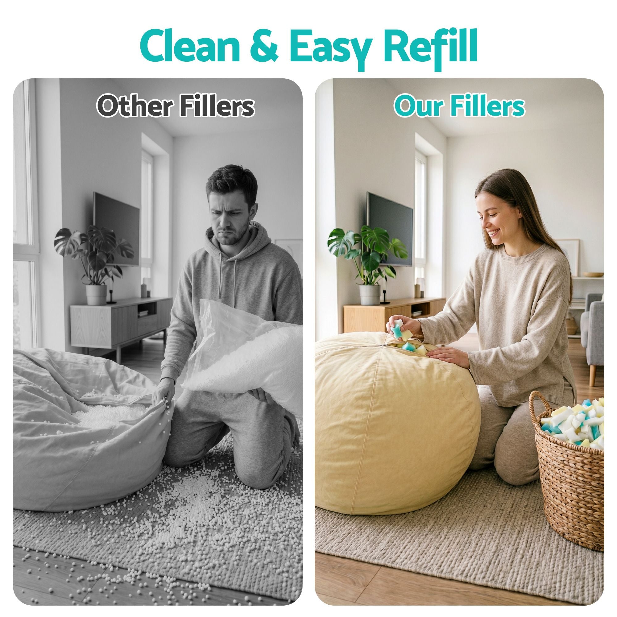 Artiss 5lbs (2.2KG) Bean Bag Filler Shredded Memory Foam Filling High Density Soft Pillow Stuffing for Bean Bag Chair, Couch Cushion, Dog Bed, Stuffed Animals and Arts Crafts-Furniture > Sofas > Sofa Accessories-PEROZ Accessories