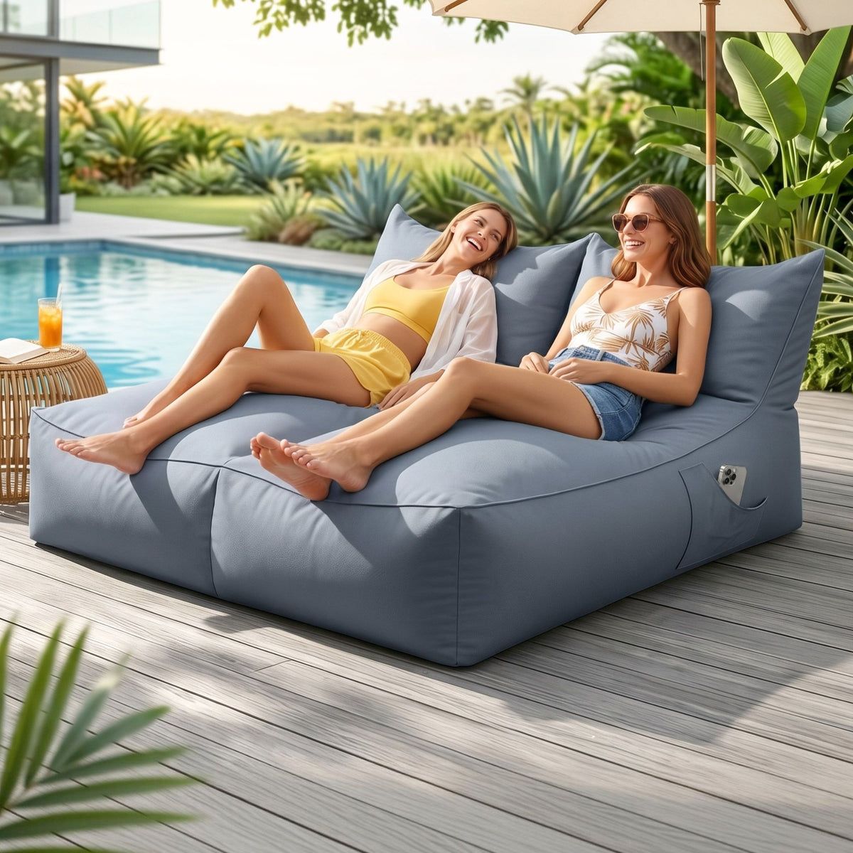 Artiss Outdoor Bean Bag Chair with Filler 2 Seater Beanbag Lounge Adults Splash-Proof Large Bean Bag Cover with Filling for Patio Poolside Relaxing Indoor, Grey-Furniture > Sofas > Sofa Accessories-PEROZ Accessories