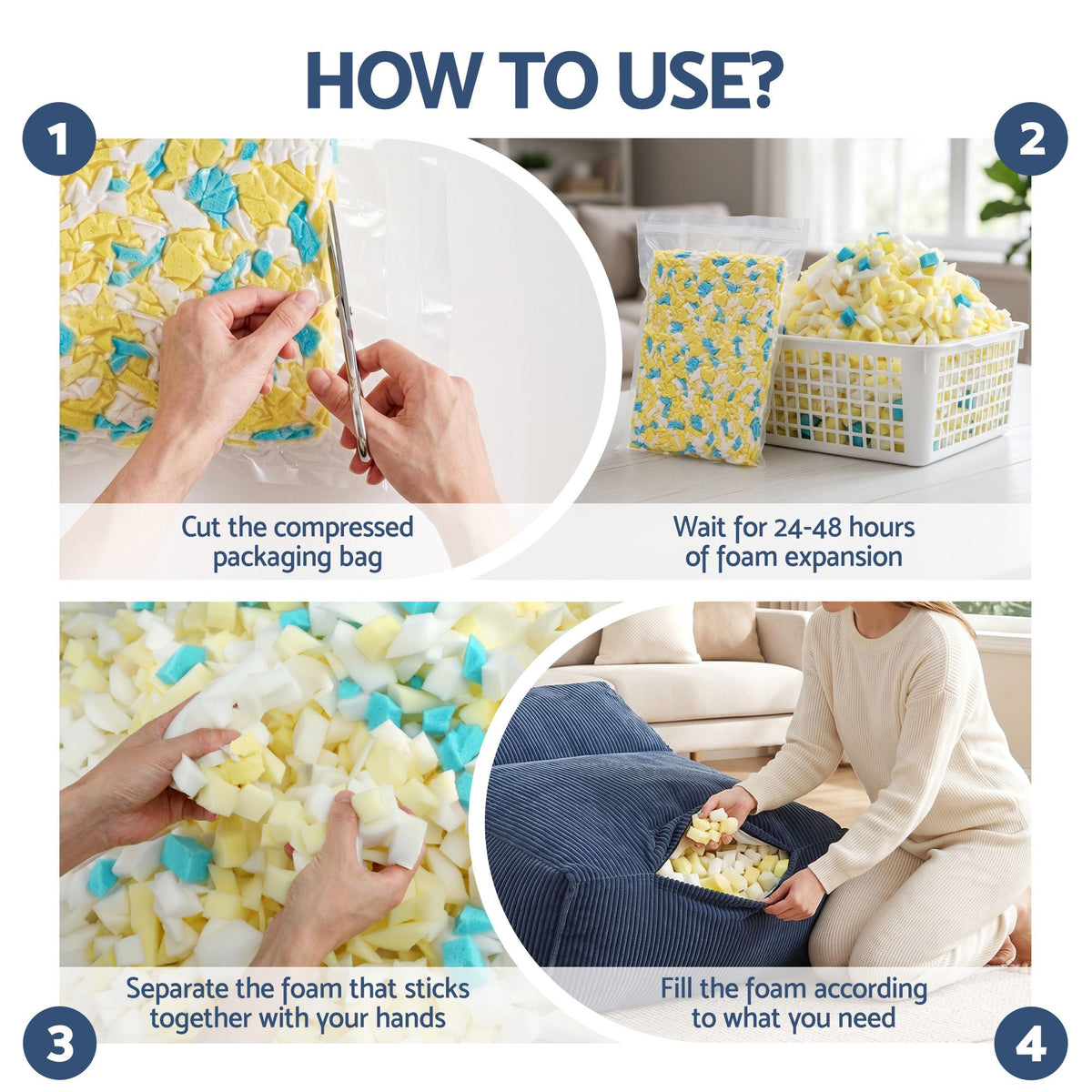 Artiss Bean Bag Chair Cover with Filler Soft Corduroy DIY Stuffed Animal Storage Bean Bag for Adults, Washable Lazy Sofa for Living Room Bedroom, Blue-Furniture > Sofas > Sofa Accessories-PEROZ Accessories