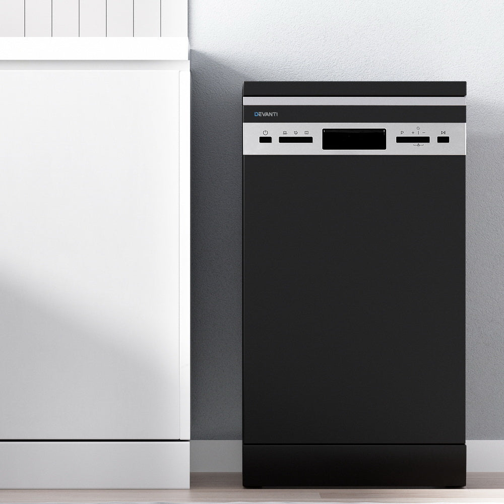 Devanti 10 Place Settings Freestanding Dishwasher Black-Appliances > Kitchen Appliances-PEROZ Accessories