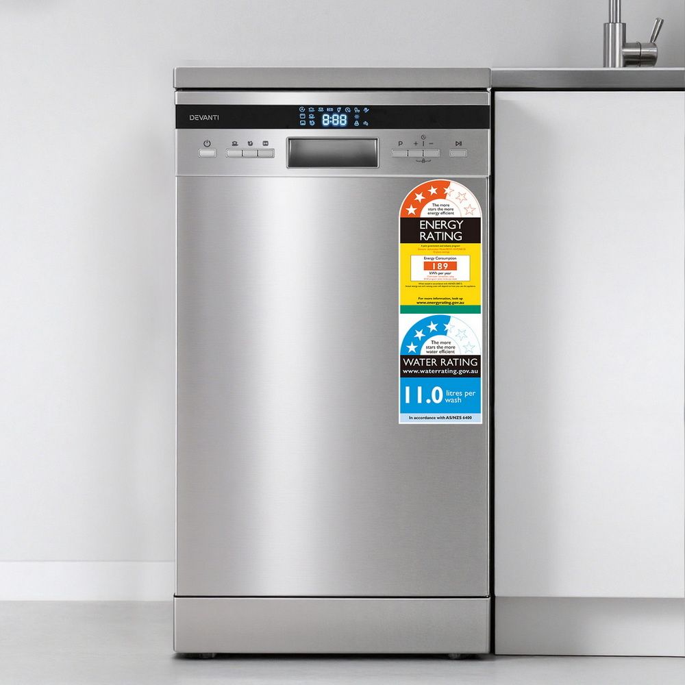Devanti 10 Place Settings Freestanding Dishwasher Silver-Appliances > Kitchen Appliances > Dishwashers-PEROZ Accessories
