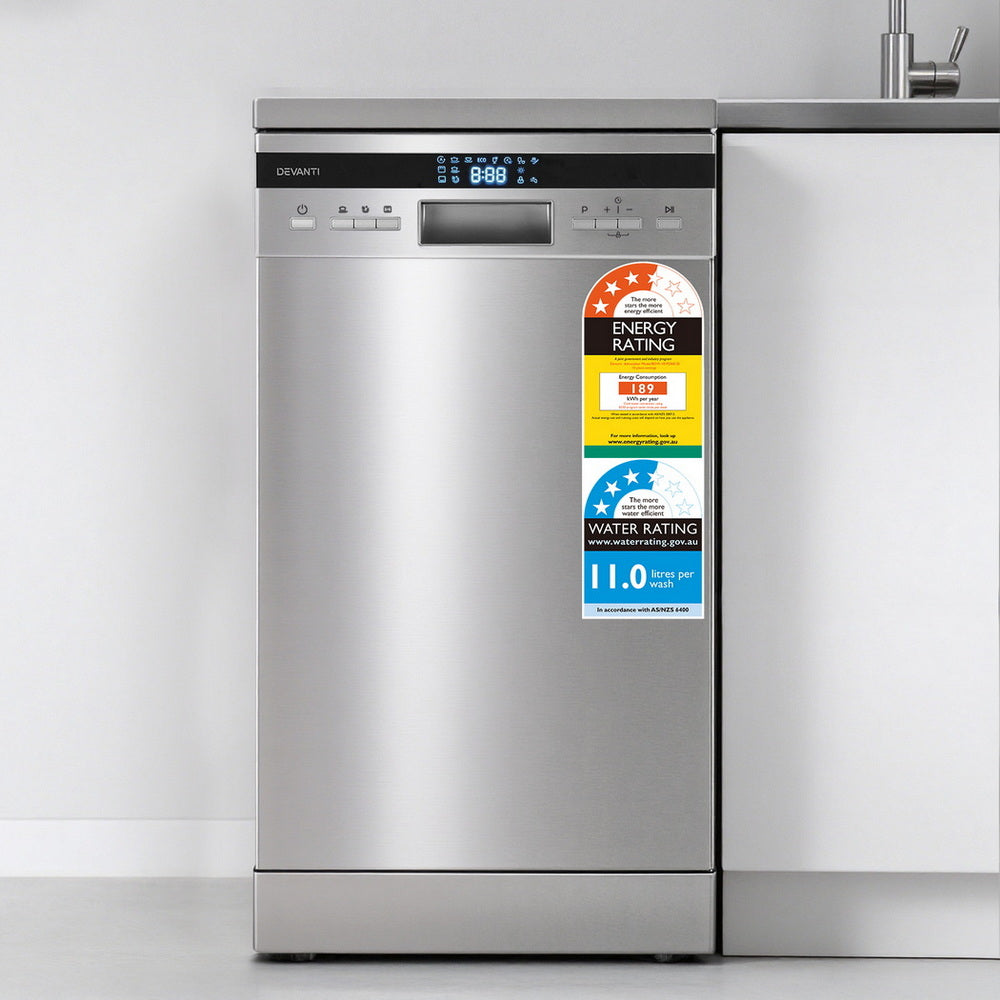Devanti 10 Place Settings Freestanding Dishwasher Silver-Appliances > Kitchen Appliances > Dishwashers-PEROZ Accessories