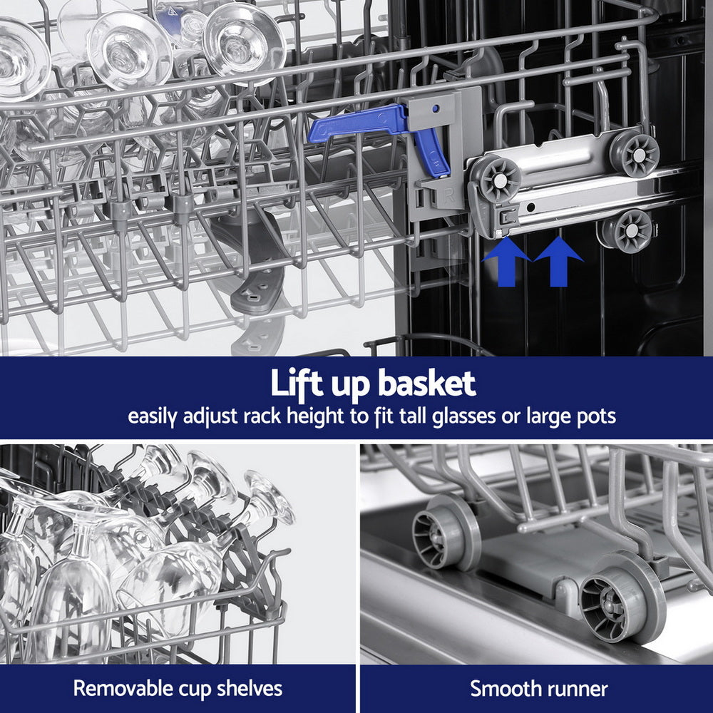 Devanti 10 Place Settings Freestanding Dishwasher Silver-Appliances > Kitchen Appliances > Dishwashers-PEROZ Accessories