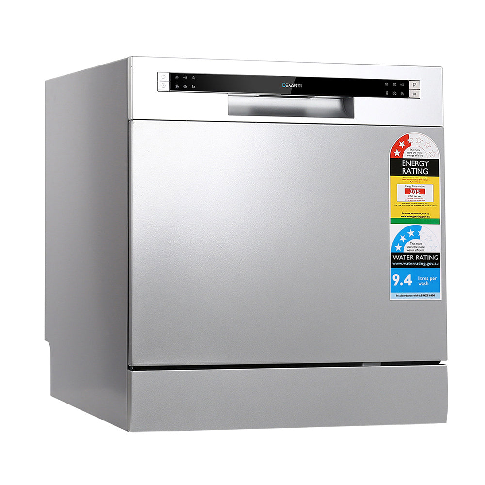 Devanti 8 Place Settings Benchtop Dishwasher Sliver-Appliances > Kitchen Appliances-PEROZ Accessories