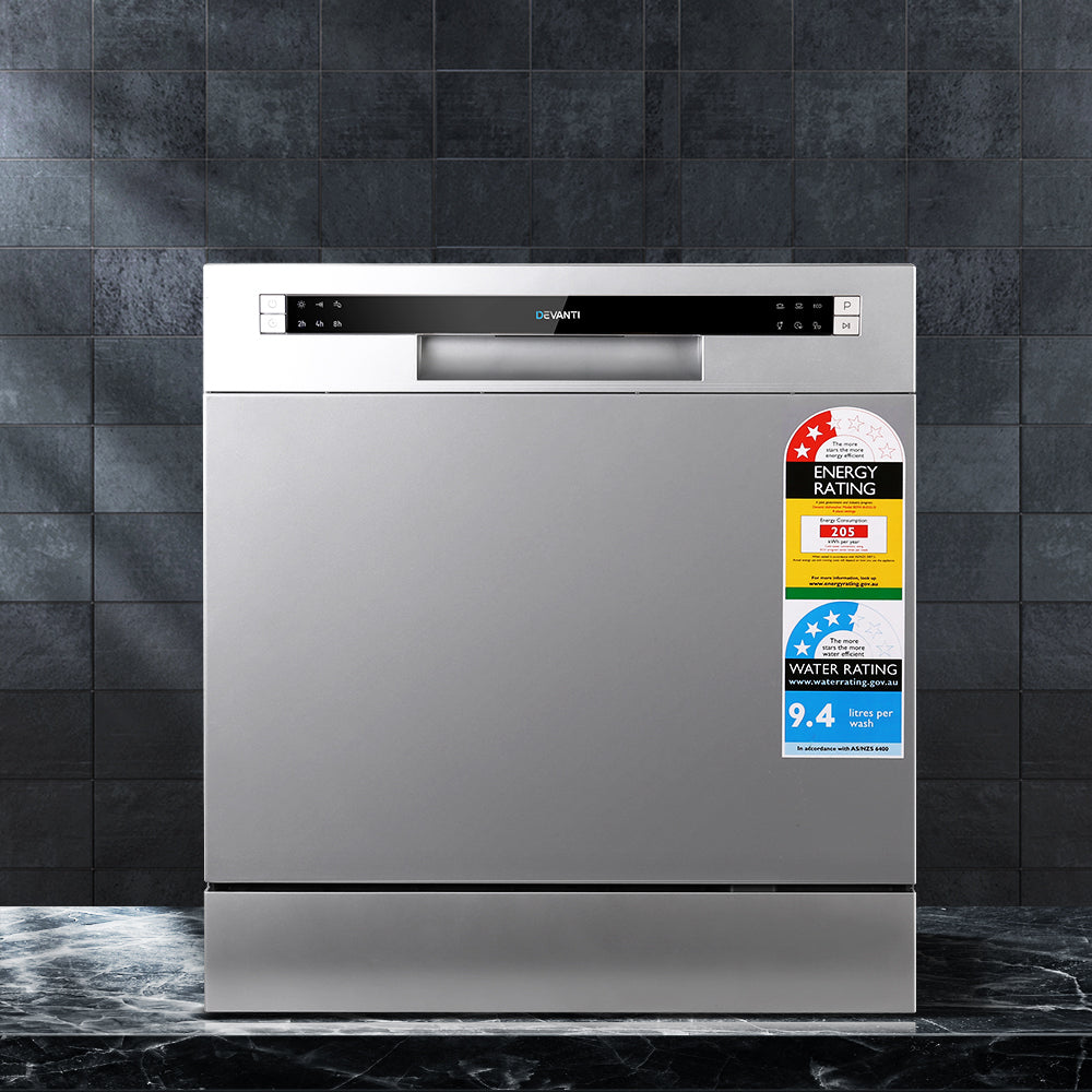 Devanti 8 Place Settings Benchtop Dishwasher Sliver-Appliances > Kitchen Appliances-PEROZ Accessories