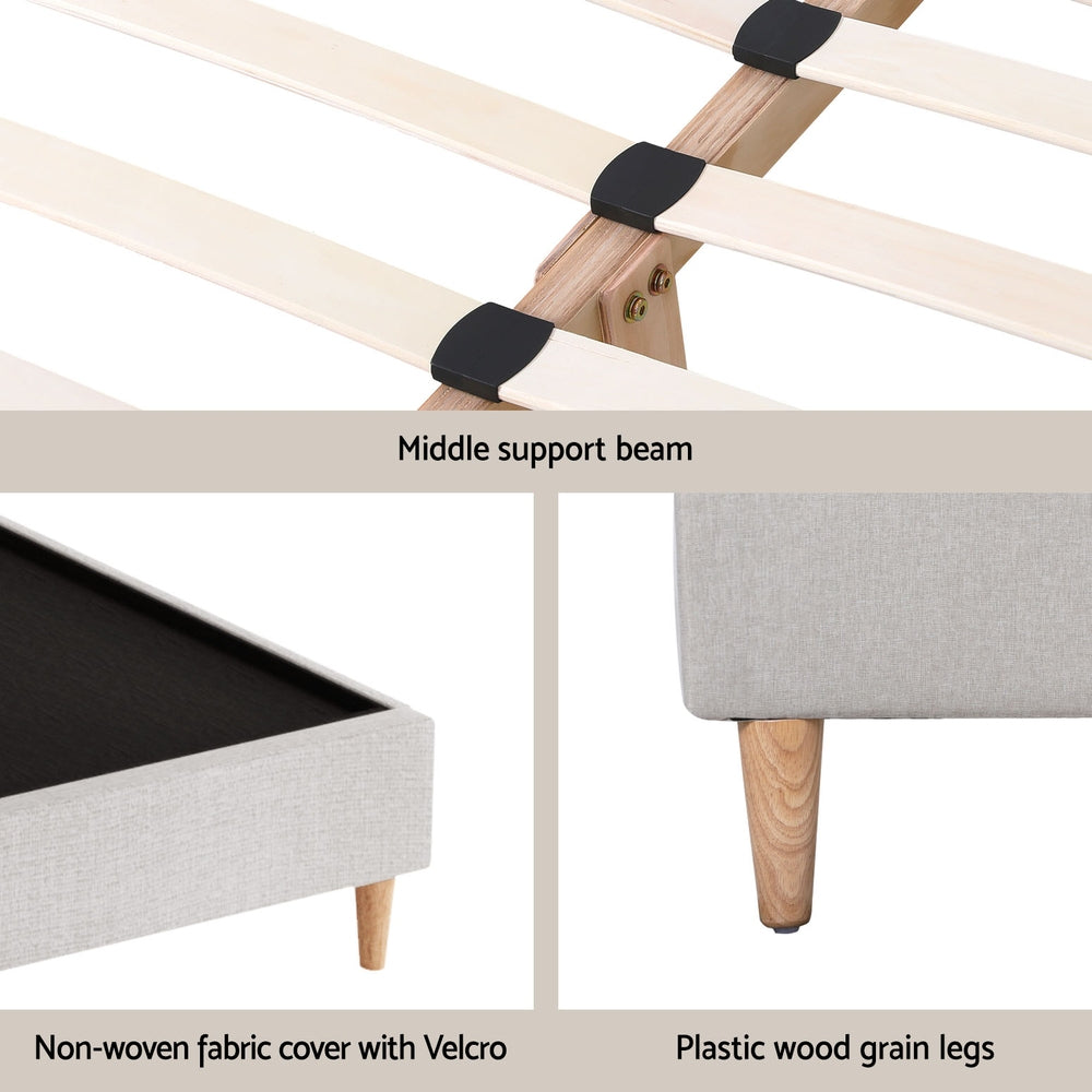 Artiss Bed Frame Double Size Beige ZORA-Furniture > Bedroom-PEROZ Accessories