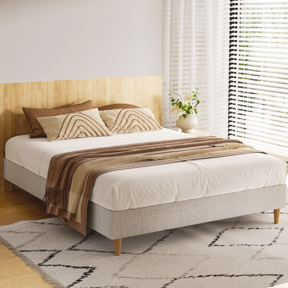 Artiss Bed Frame Queen Size Beige ZORA-Furniture > Bedroom-PEROZ Accessories
