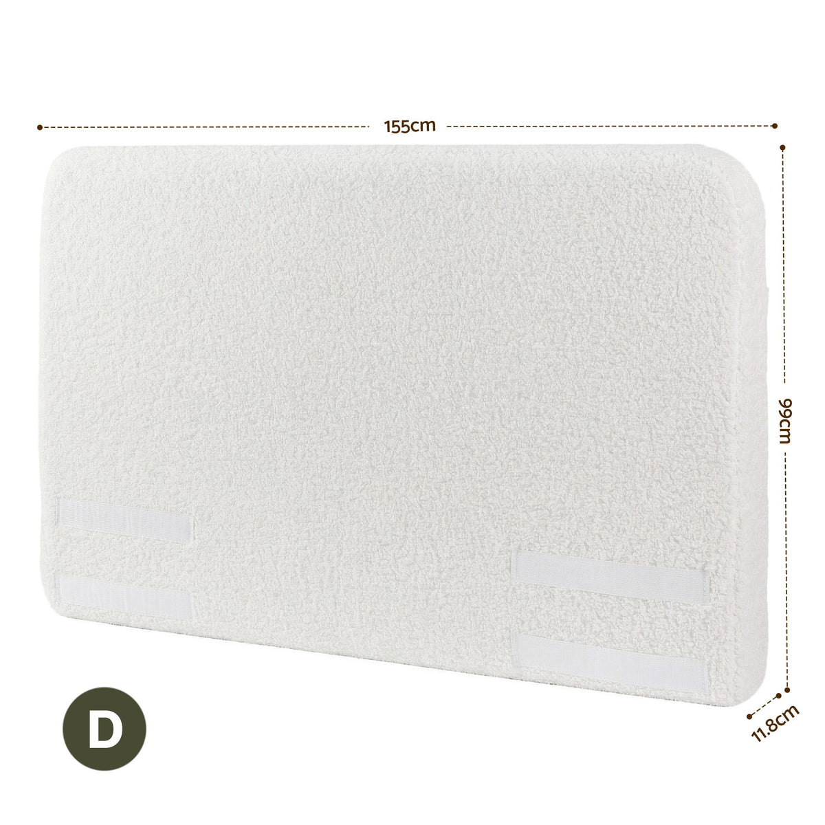 Artiss Double Headboard for Bed Frame Boucle Fabric No-Assembly Vacuum Compressed Soft Backrest with Removable Washable Cover 155cm Wide-Furniture > Bedroom > Headboards-PEROZ Accessories