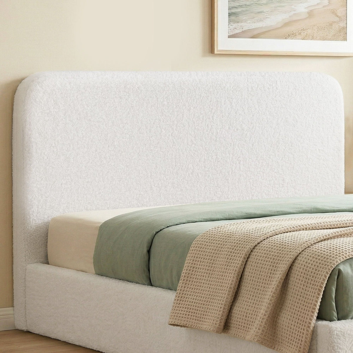 Artiss Queen Headboard for Bed Frame Boucle Fabric No-Assembly Vacuum Compressed Soft Backrest with Removable Washable Cover 172cm Wide-Furniture > Bedroom > Headboards-PEROZ Accessories
