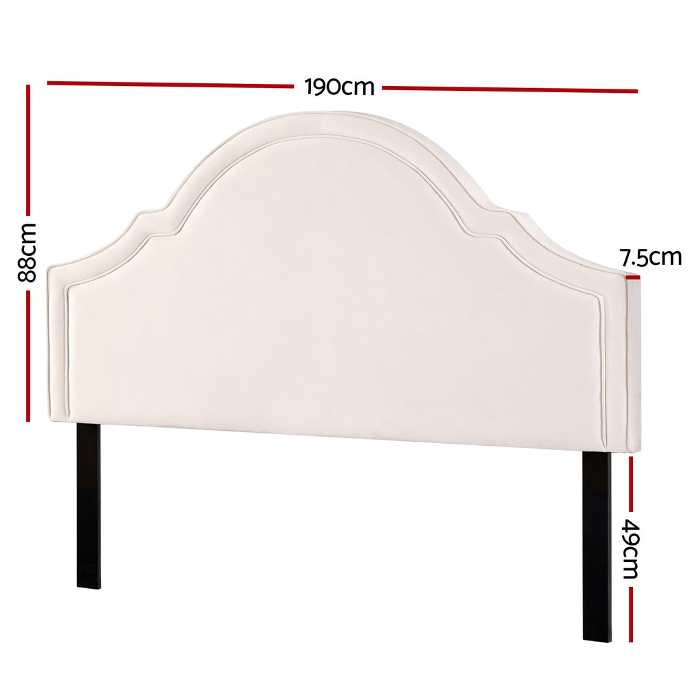 Artiss Bed Frame Bed Head Headboard King Velvet IRIS Beige-Furniture > Bedroom > Headboards-PEROZ Accessories