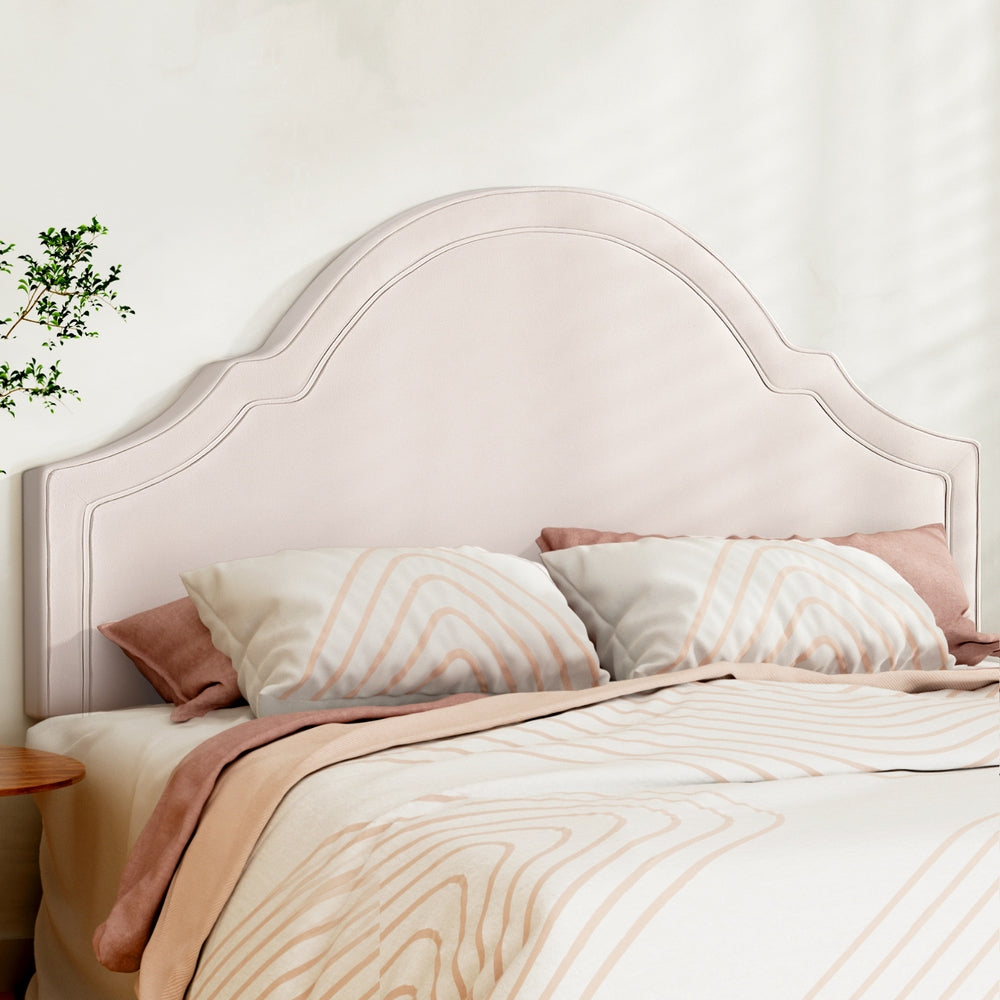 Artiss Bed Frame Bed Head Headboard King Velvet IRIS Beige-Furniture > Bedroom > Headboards-PEROZ Accessories