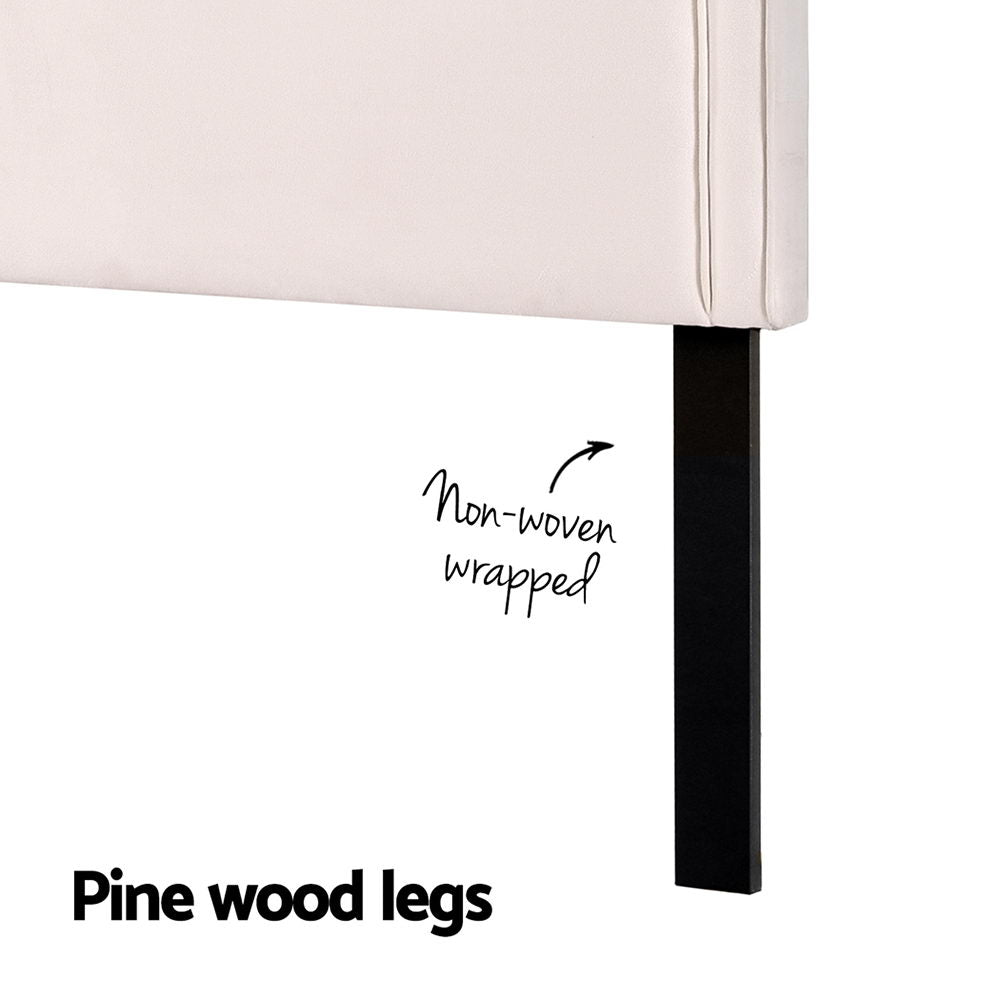 Artiss Bed Frame Bed Head Headboard King Velvet IRIS Beige-Furniture > Bedroom > Headboards-PEROZ Accessories