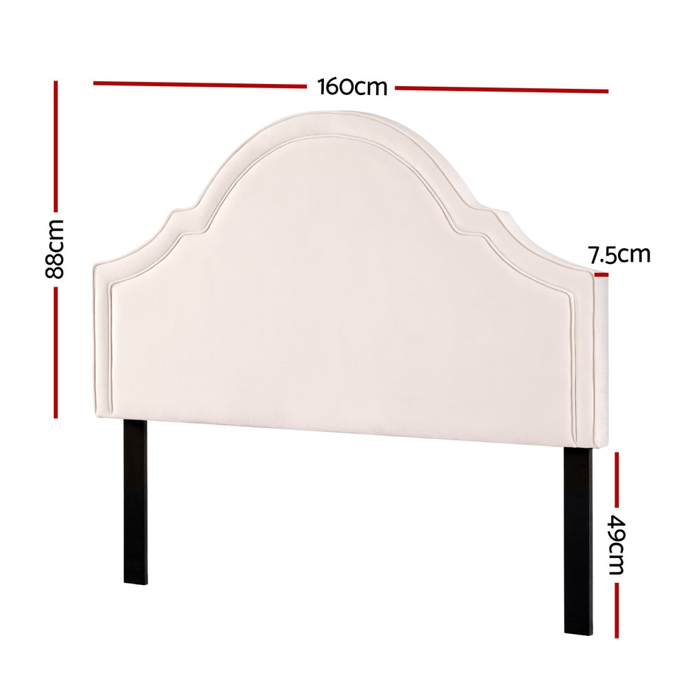 Artiss Bed Frame Bed Head Headboard Queen Velvet IRIS Beige-Furniture > Bedroom > Headboards-PEROZ Accessories