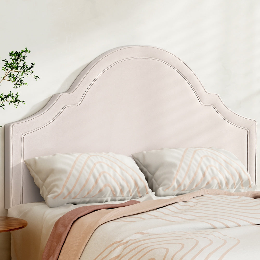 Artiss Bed Frame Bed Head Headboard Queen Velvet IRIS Beige-Furniture > Bedroom > Headboards-PEROZ Accessories