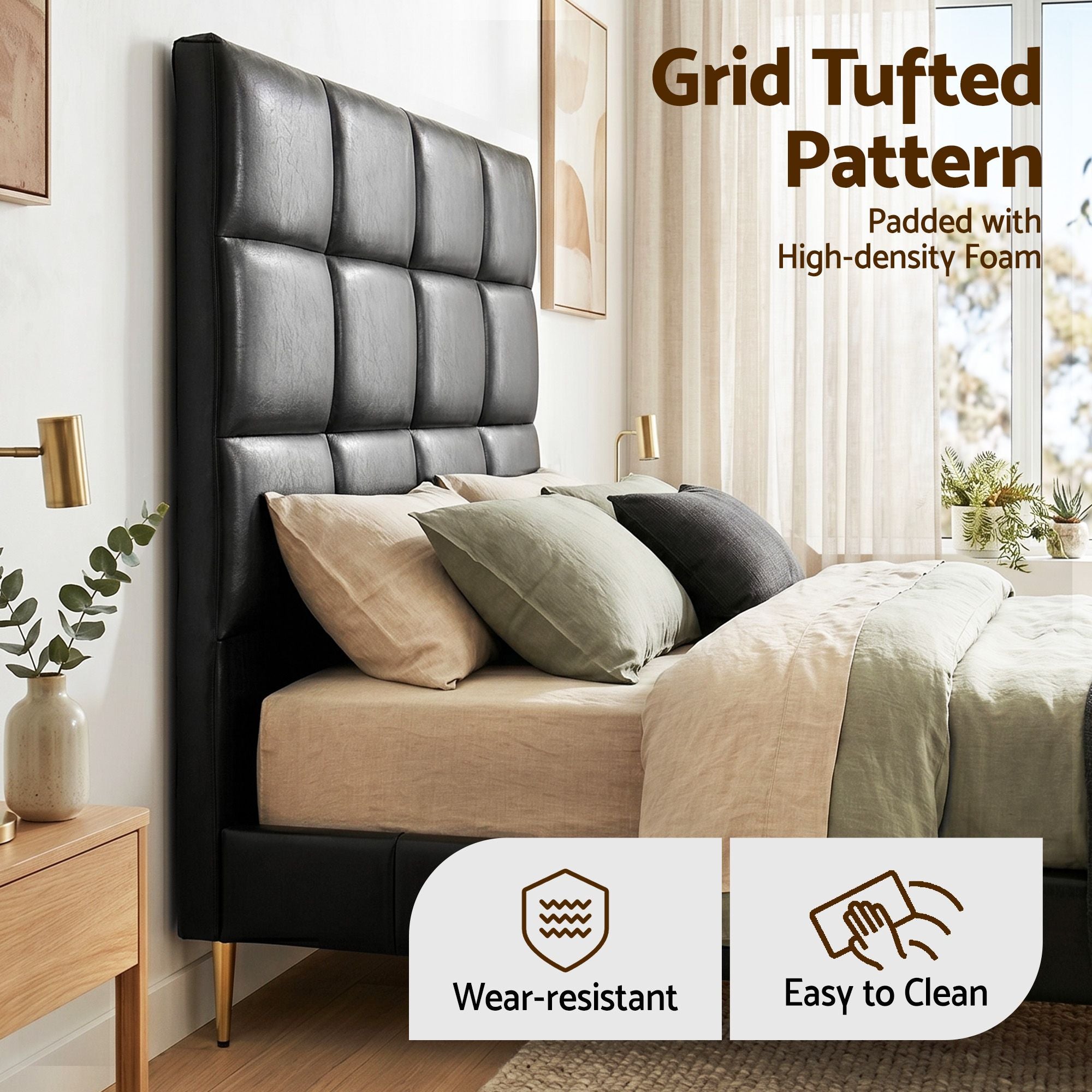 Artiss Bed Headboard Queen Bedhead PU Leather Black-Furniture > Bedroom > Headboards-PEROZ Accessories