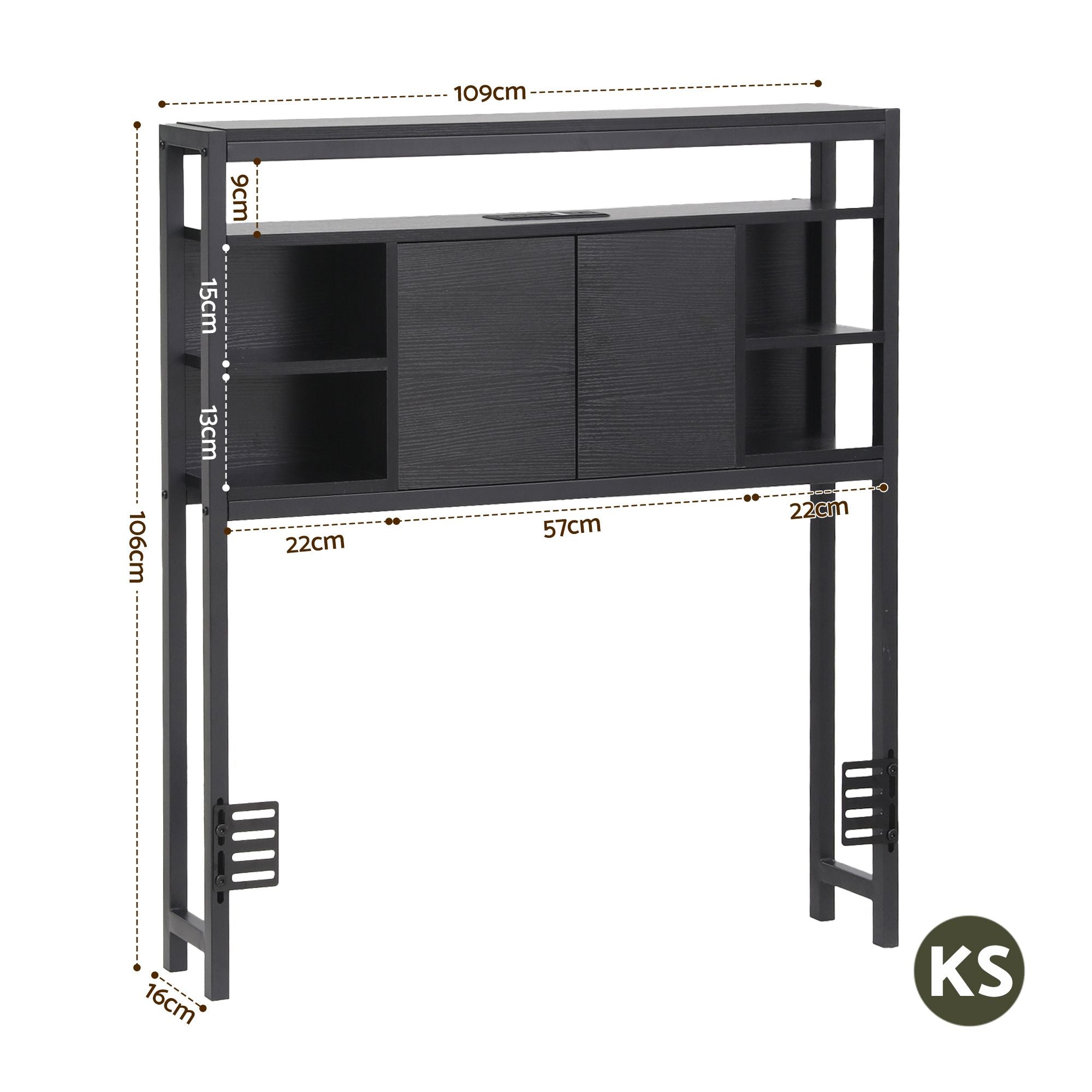 Artiss Bed Headboard King Single Storage Bedhead Charging Station Black-Furniture > Bedroom > Headboards-PEROZ Accessories